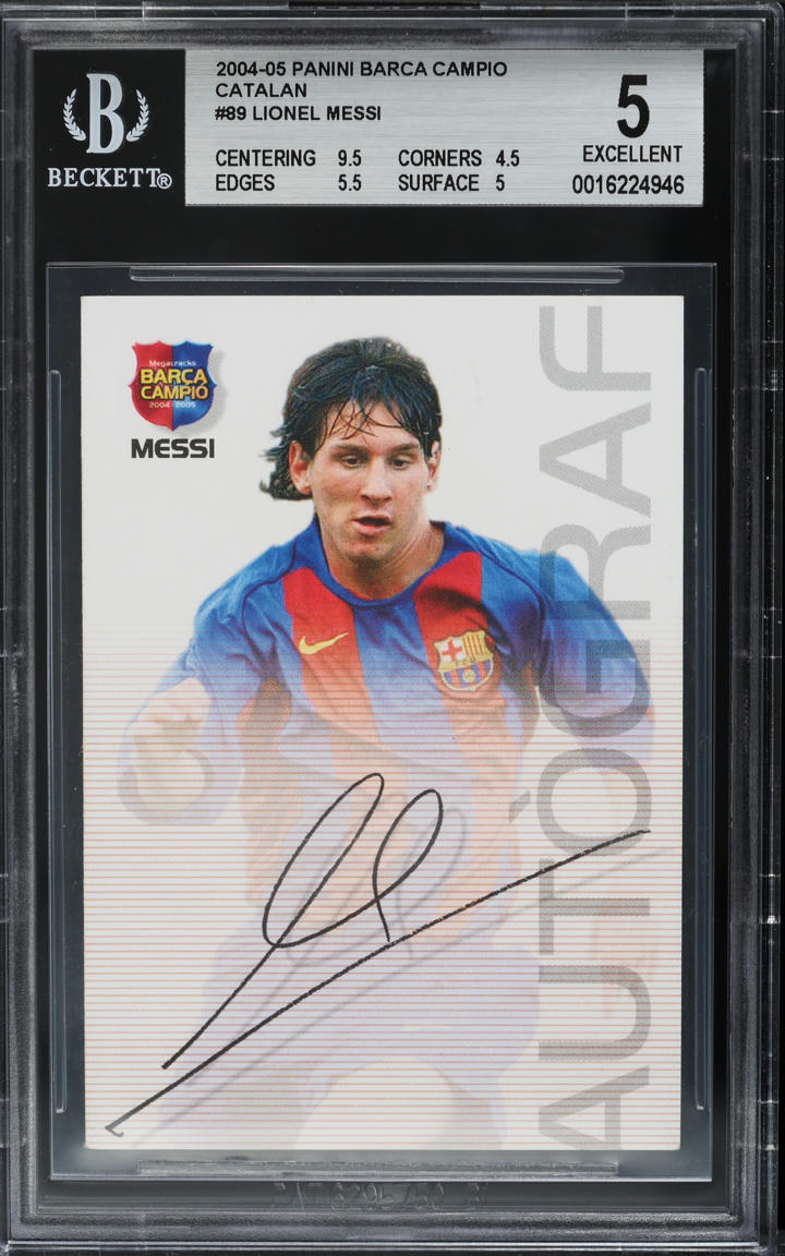 2004 Panini Sports Mega Cracks Barca Campio Catalan Lionel Messi RC #89 BGS 5 EX
