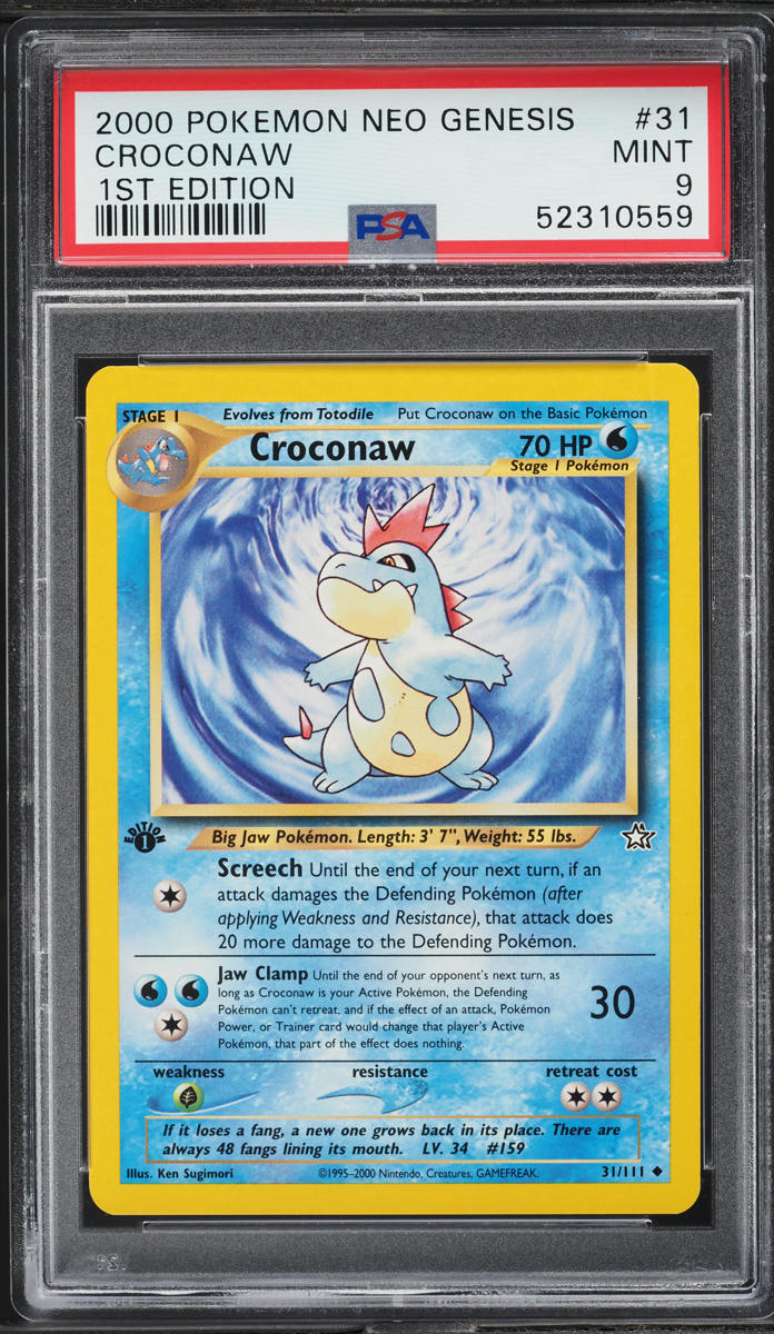 2000 Pokemon Neo Genesis 1st Edition Croconaw #31 PSA 9 MINT