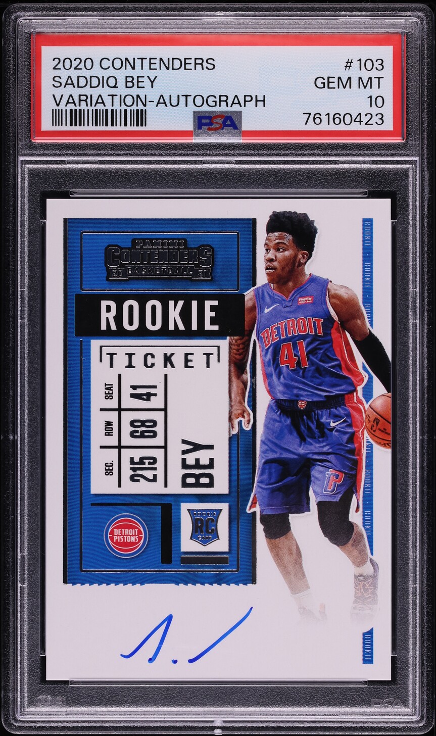 2020 Panini Contenders Variation Saddiq Bey ROOKIE AUTO #103 PSA 10 GEM MINT