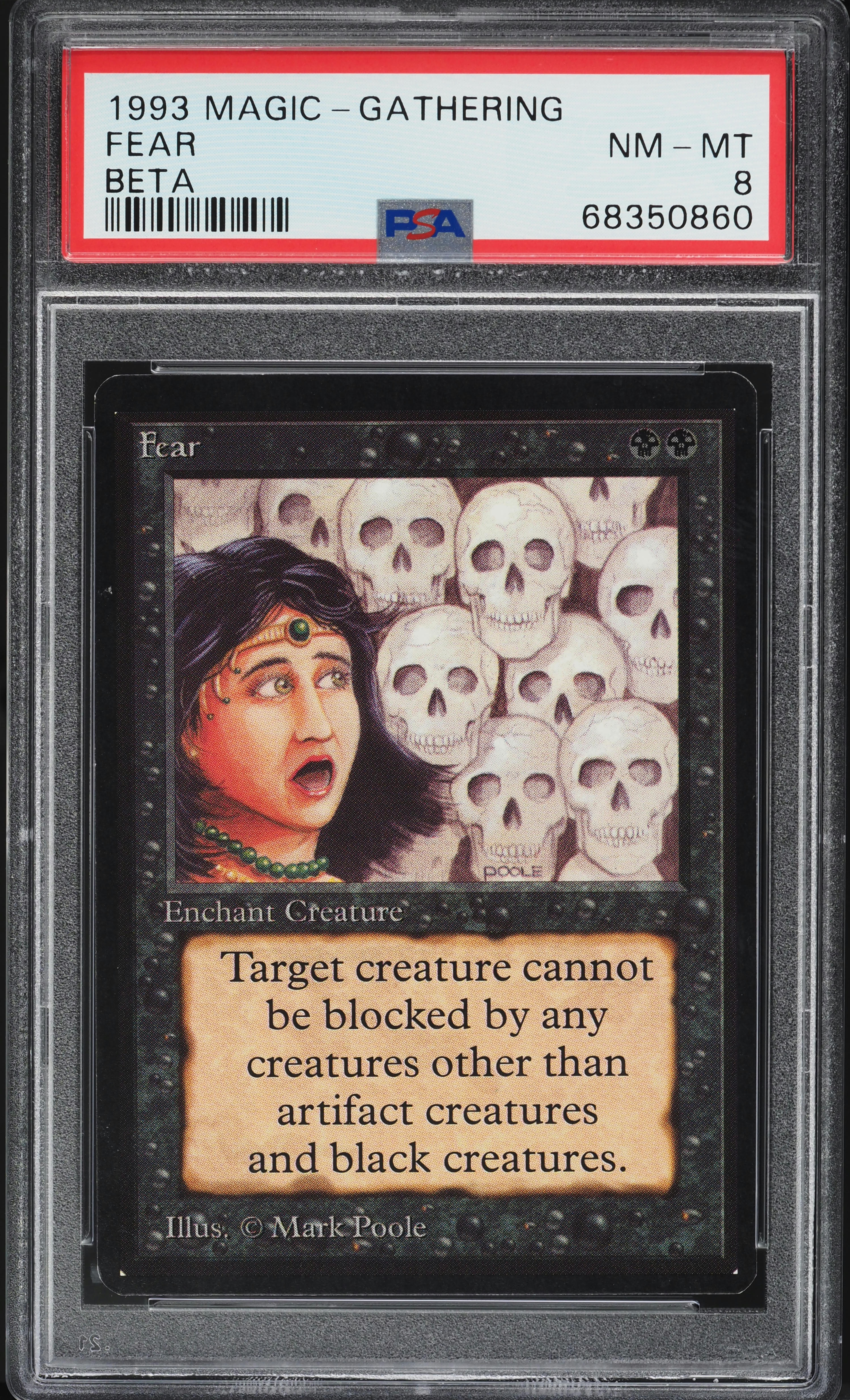 1993 Magic The Gathering MTG Beta Fear PSA 8 NM-MT