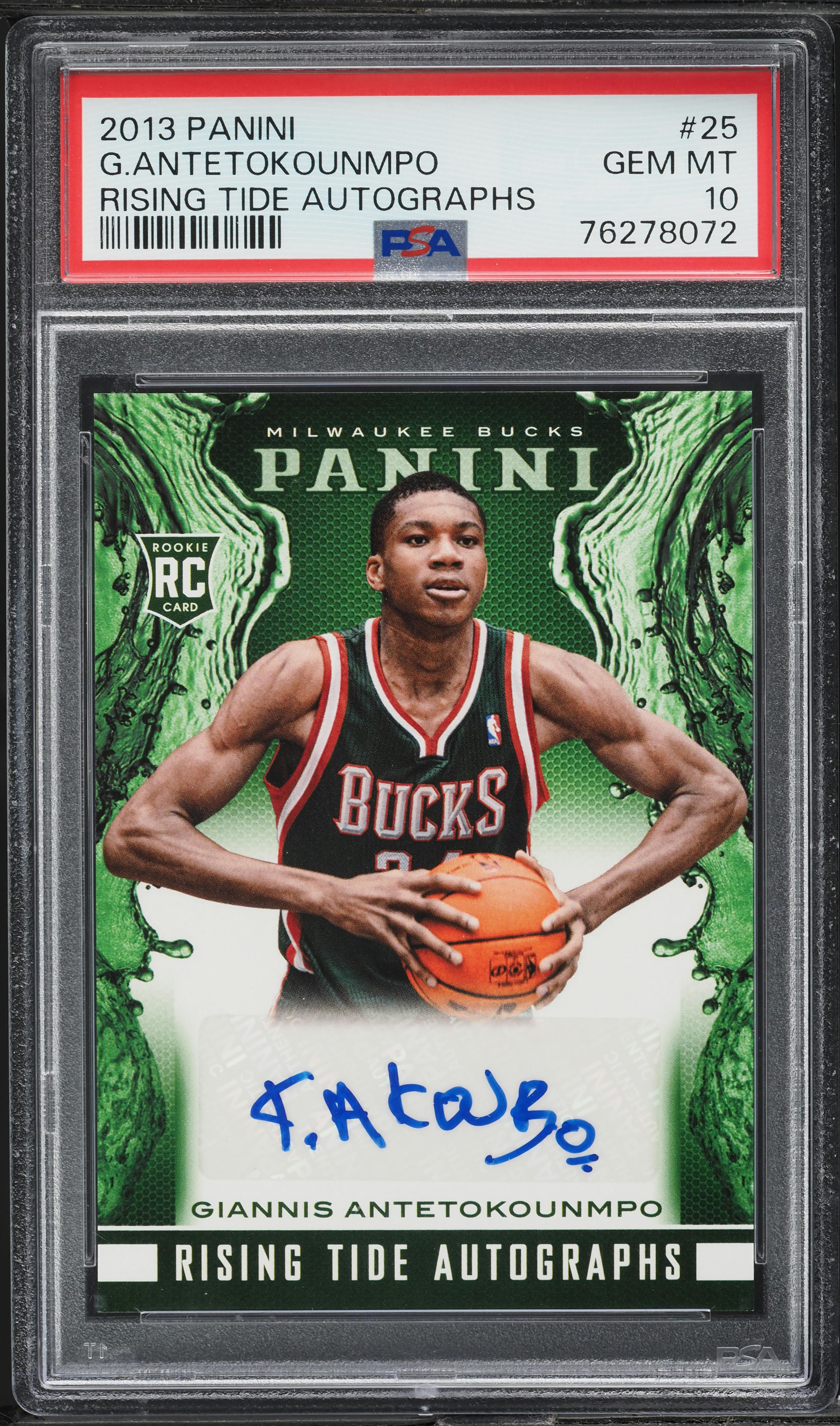 2013 Panini Rising Tide Giannis Antetokounmpo ROOKIE AUTO #25 PSA 10 GEM MINT