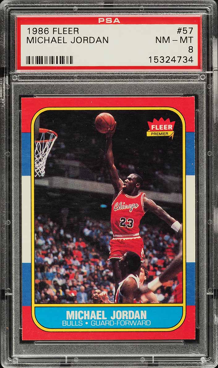 1986 Fleer Basketball Michael Jordan ROOKIE #57 PSA 8 NM-MT