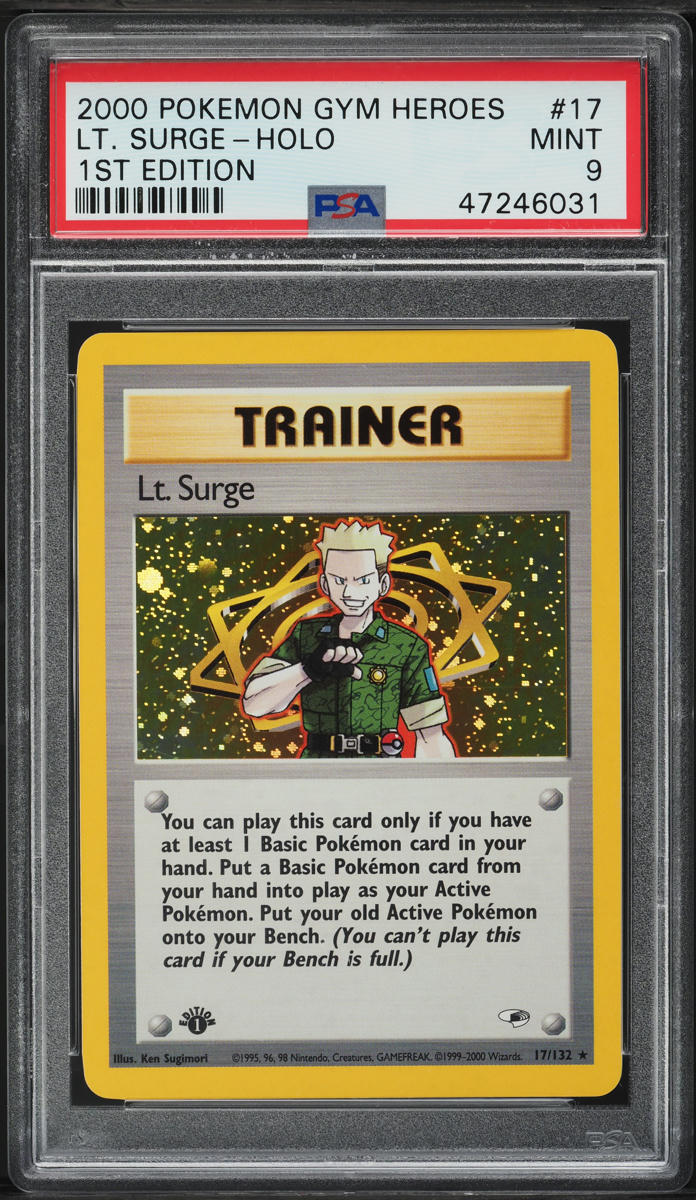 2000 Pokemon Gym Heroes 1st Edition Holo Lt. Surge #17 PSA 9 MINT