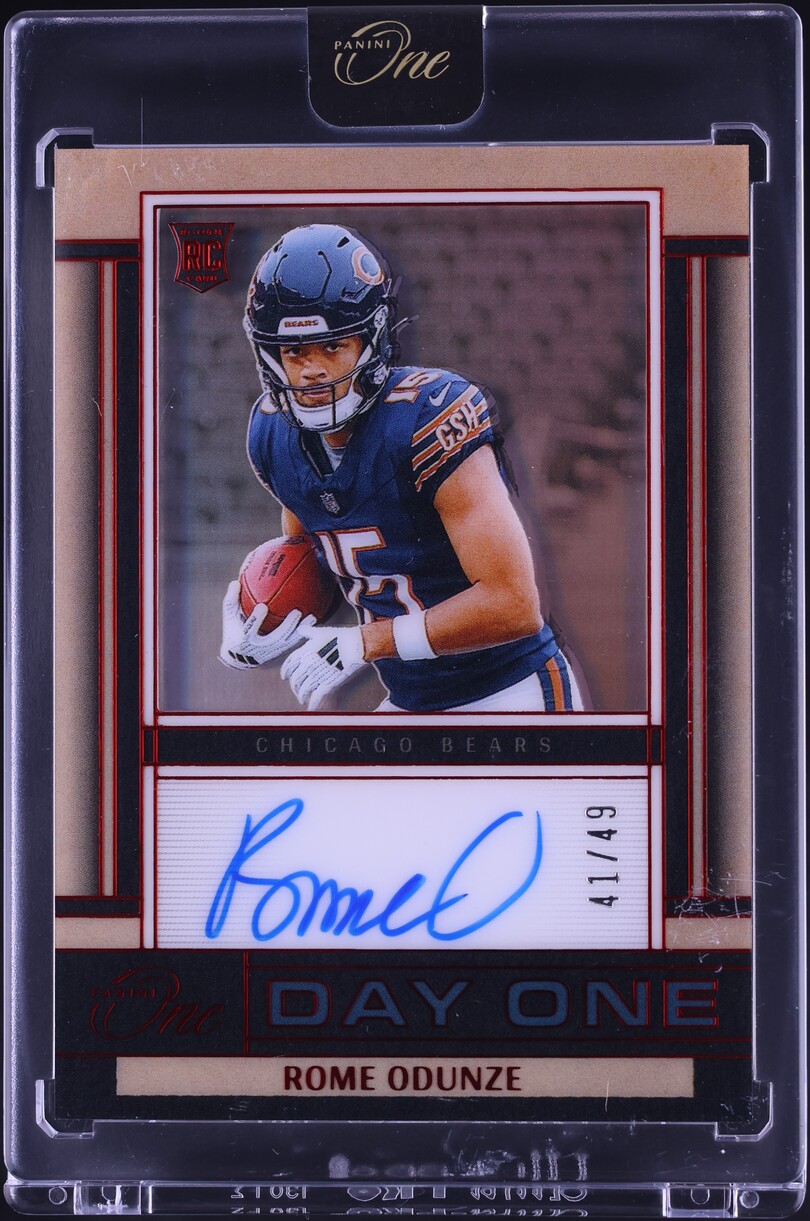 2024 Panini One Day One Red Rome Odunze ROOKIE AUTO /49 #133