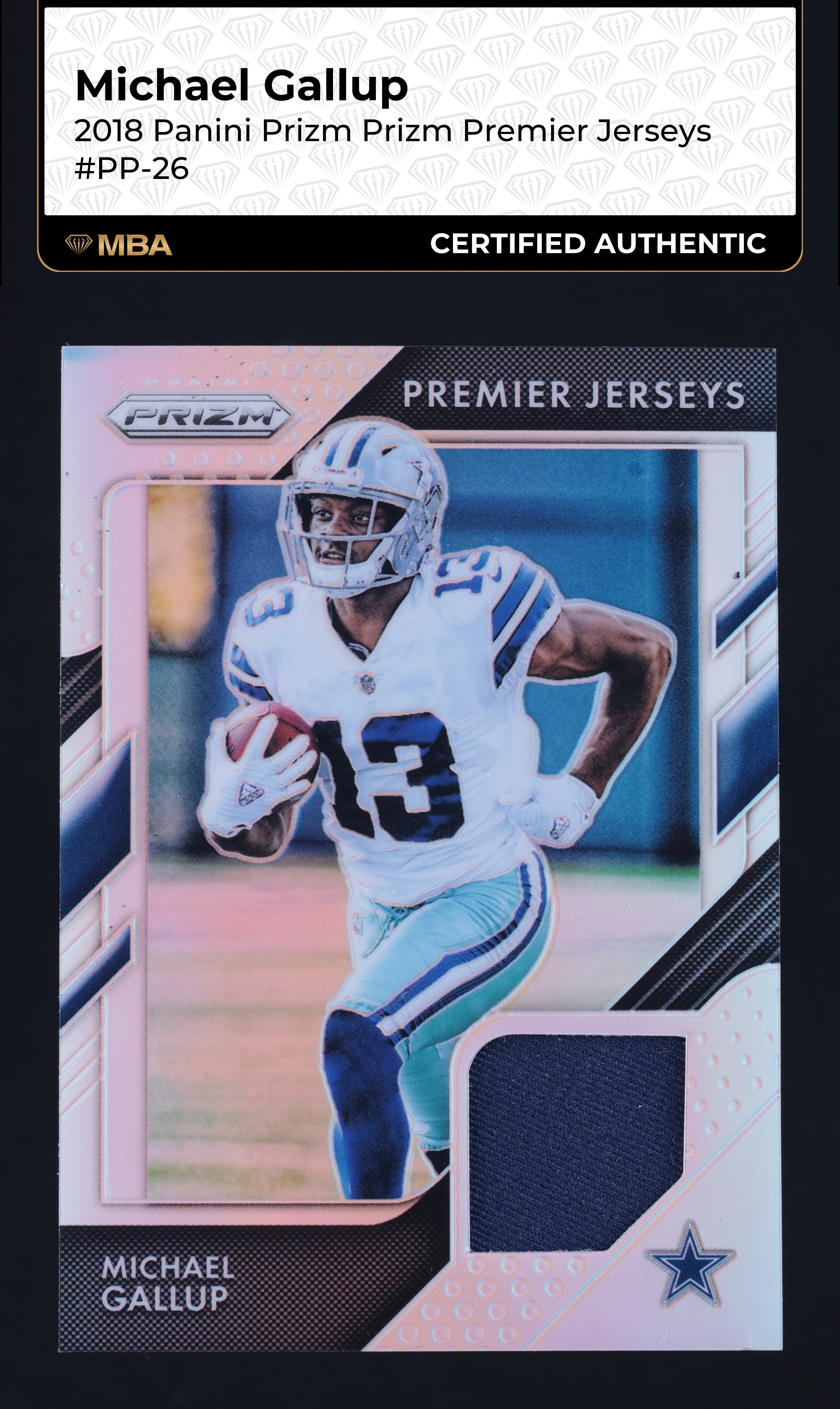 2018 Panini Prizm Premier Jerseys Michael Gallup ROOKIE PATCH #PP-26 MBA AUTH