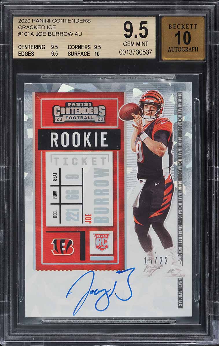 2020 Panini Contenders Cracked Ice Joe Burrow ROOKIE AUTO /22 #101 BGS 9.5 GEM