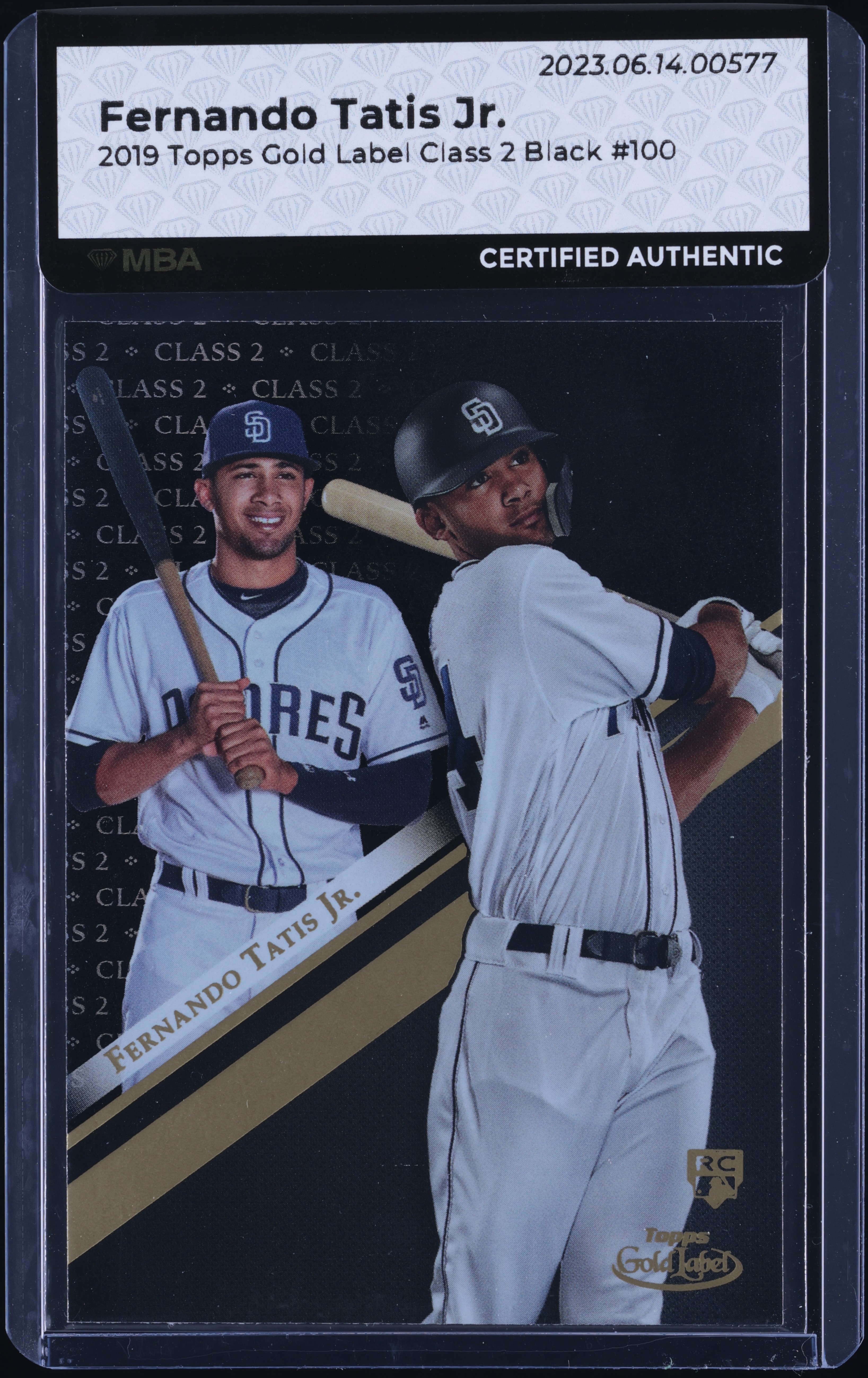 2019 Topps Gold Label Class 2 Black Fernando Tatis Jr. ROOKIE #100 MBA AUTH