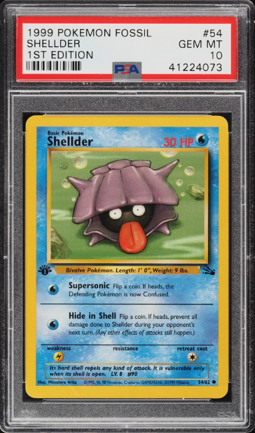 1999 Pokemon Fossil 1st Edition Shellder #54 PSA 10 GEM MINT