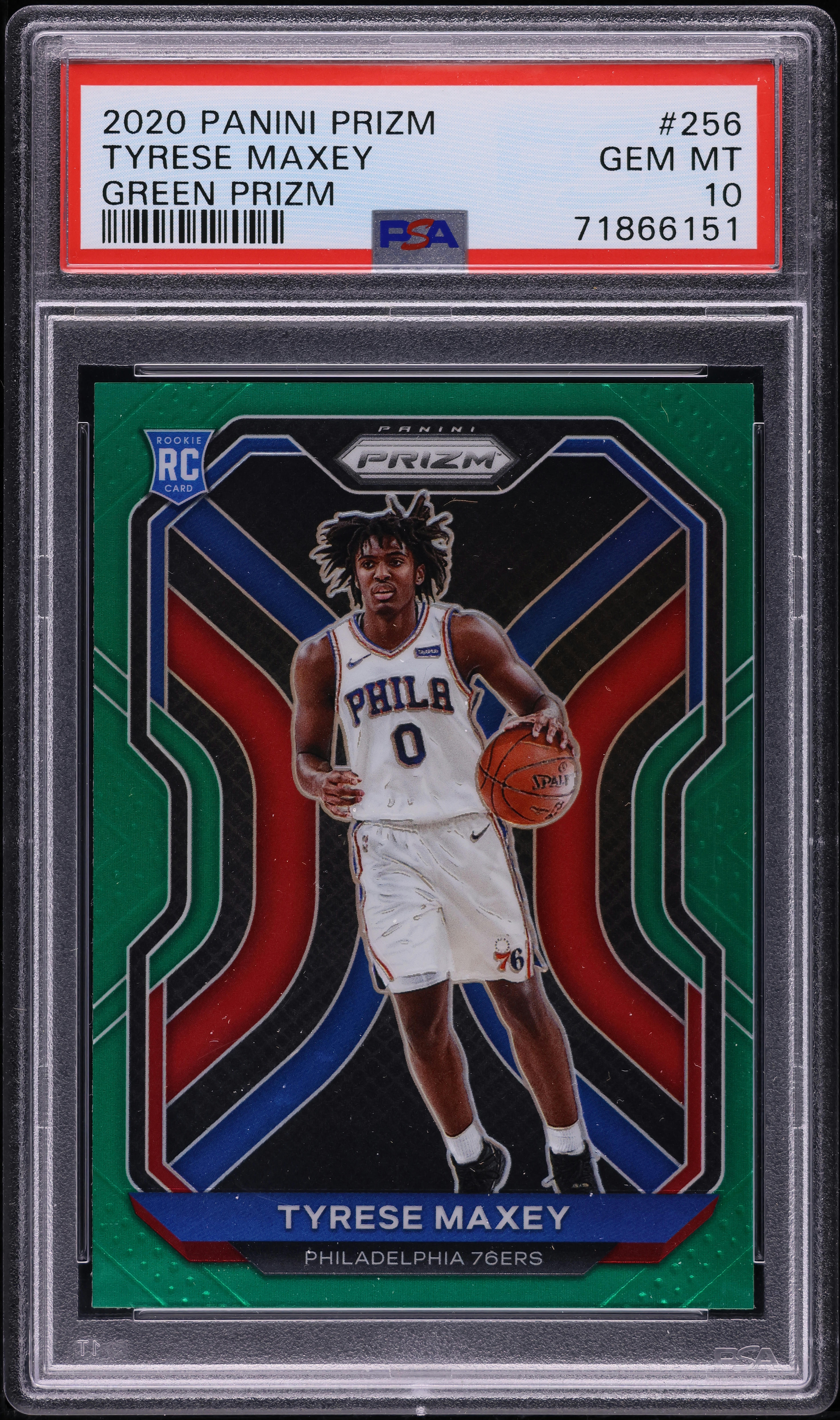 2020 Panini Prizm Green Tyrese Maxey ROOKIE #256 PSA 10 GEM MINT