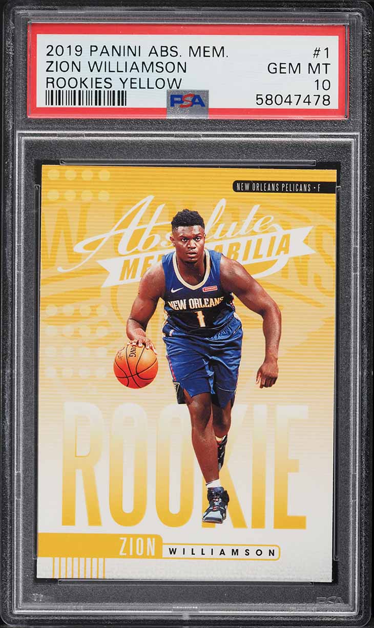 2019 Absolute Memorabilia Yellow Zion Williamson ROOKIE #1 PSA 10 GEM MINT
