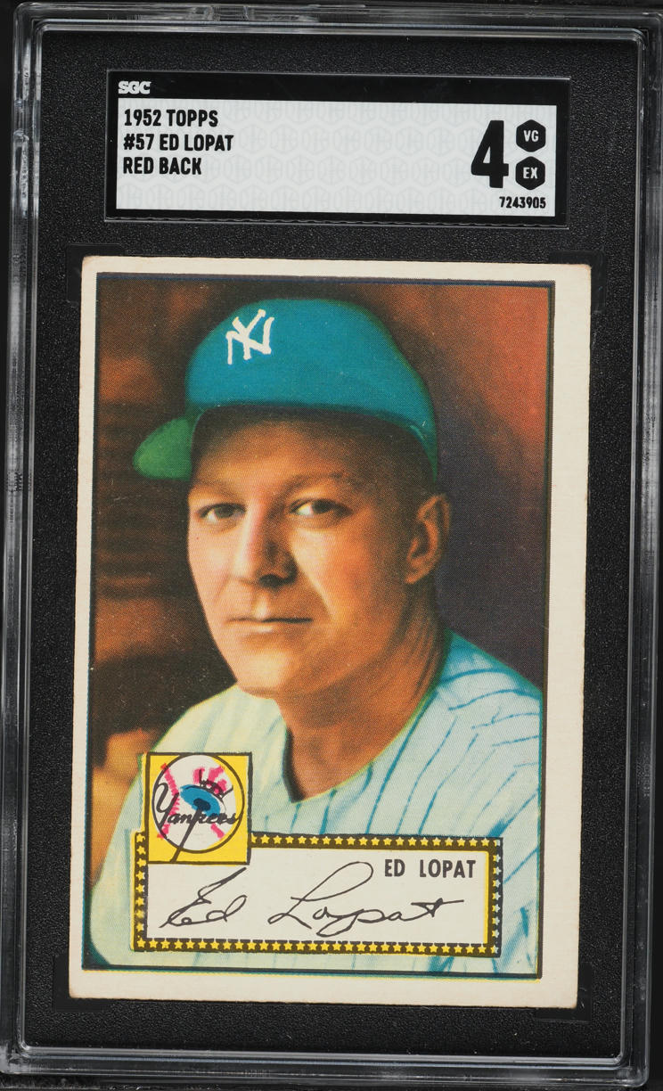 1952 Topps Ed Lopat RED BACK #57 SGC 4 VGEX
