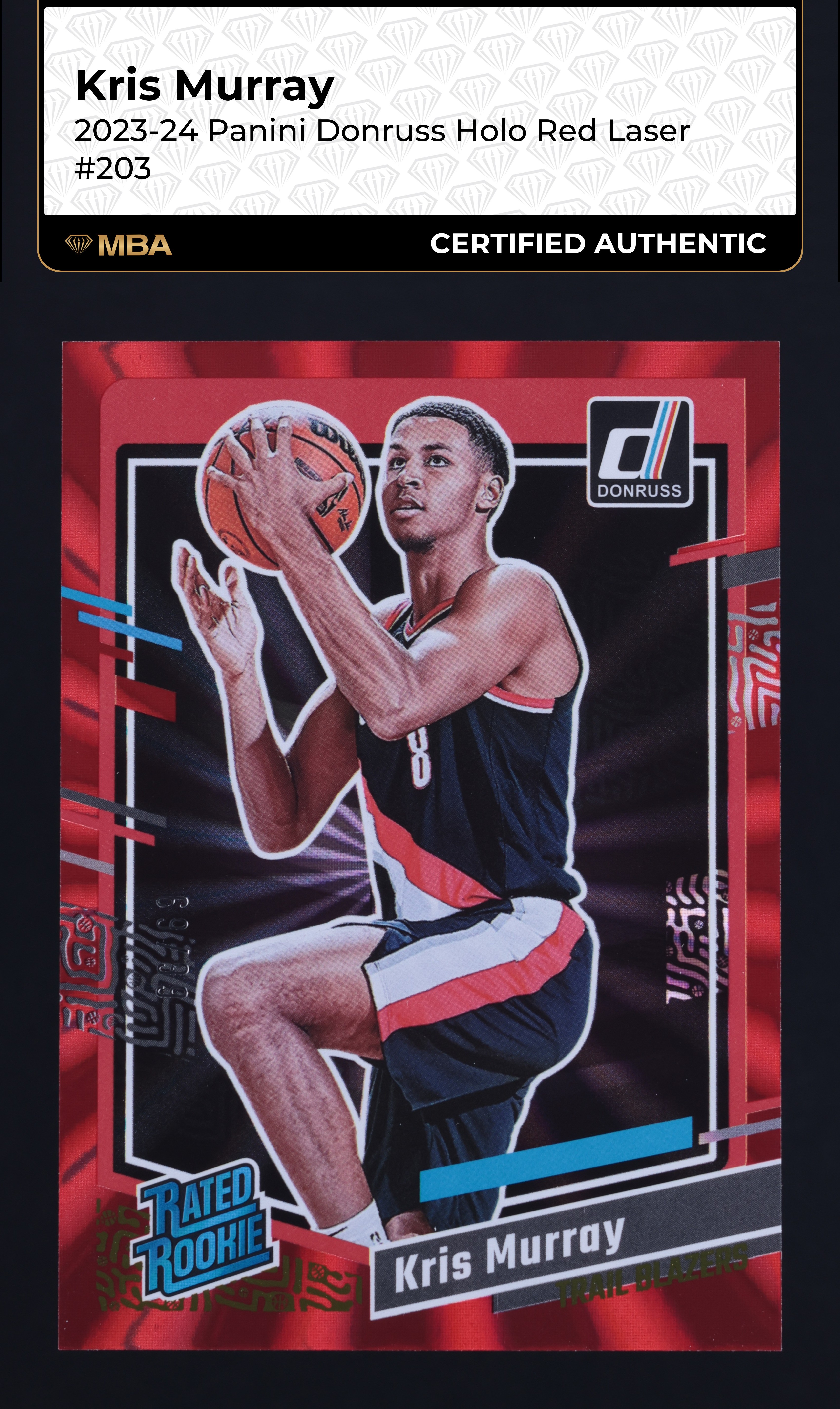 2023 Donruss Holo Red Laser Kris Murray ROOKIE /99 #203 MBA AUTH