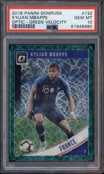 2018 Panini Donruss Optic Green Velocity #132 Kylian Mbappe /200 PSA 10