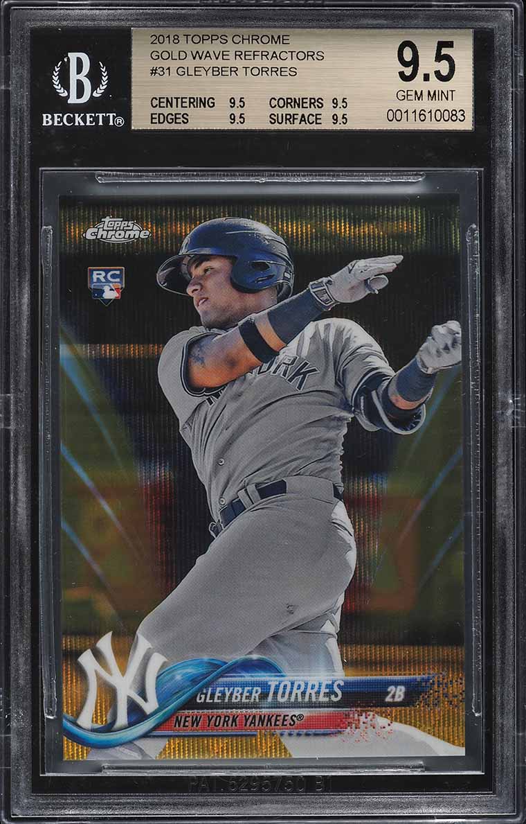 2018 Topps Chrome Gold Wave Refractor Gleyber Torres ROOKIE /50 #31 BGS 9.5
