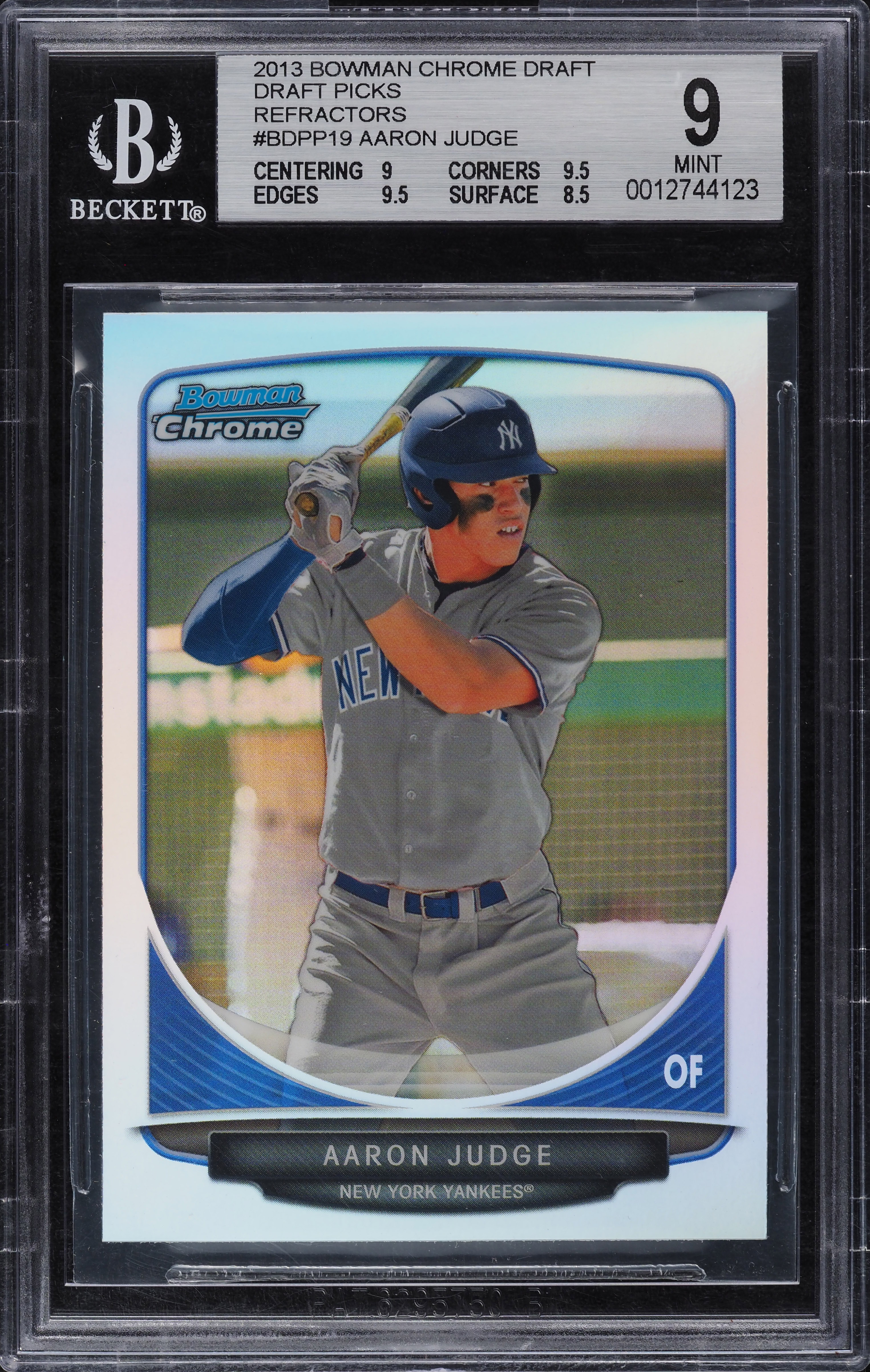 2013 Bowman Chrome Draft Refractor Aaron Judge ROOKIE #BDPP19 BGS 9 MINT