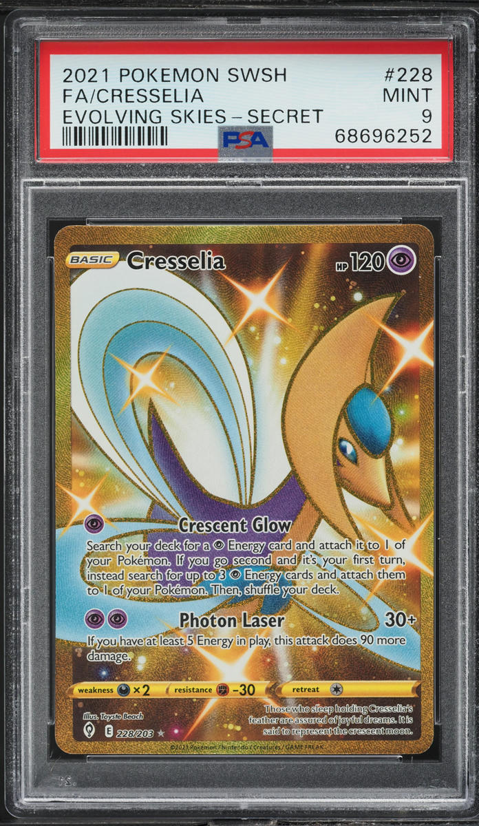 2021 Pokemon SWSH Evolving Skies Hyper Rare Cresselia #228 PSA 9 MINT