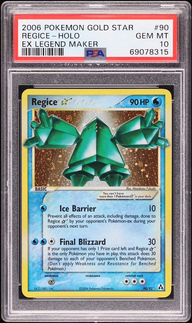 2006 Pokemon EX Legend Maker Holo Regice Gold Star #90 PSA 10 GEM MINT