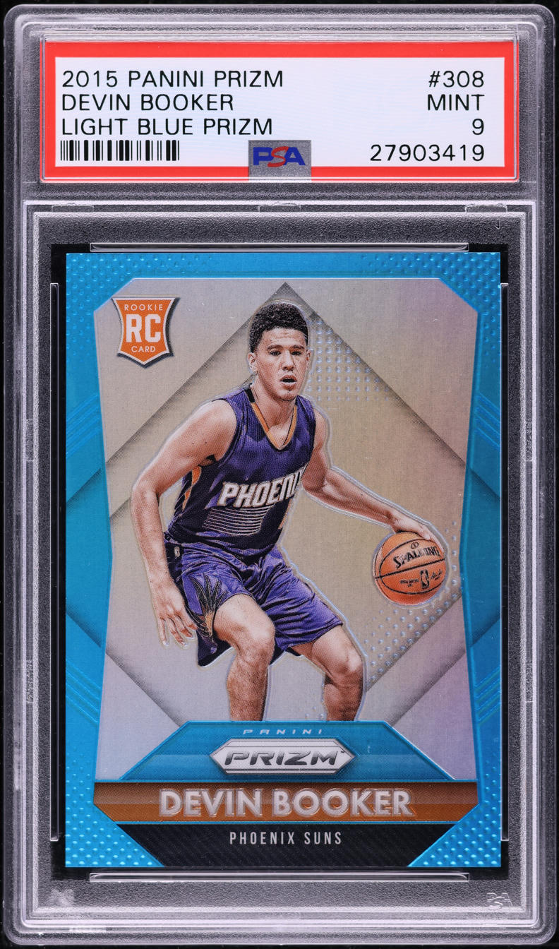 2015 Panini Prizm Light Blue Devin Booker ROOKIE /199 #308 PSA 9 MINT