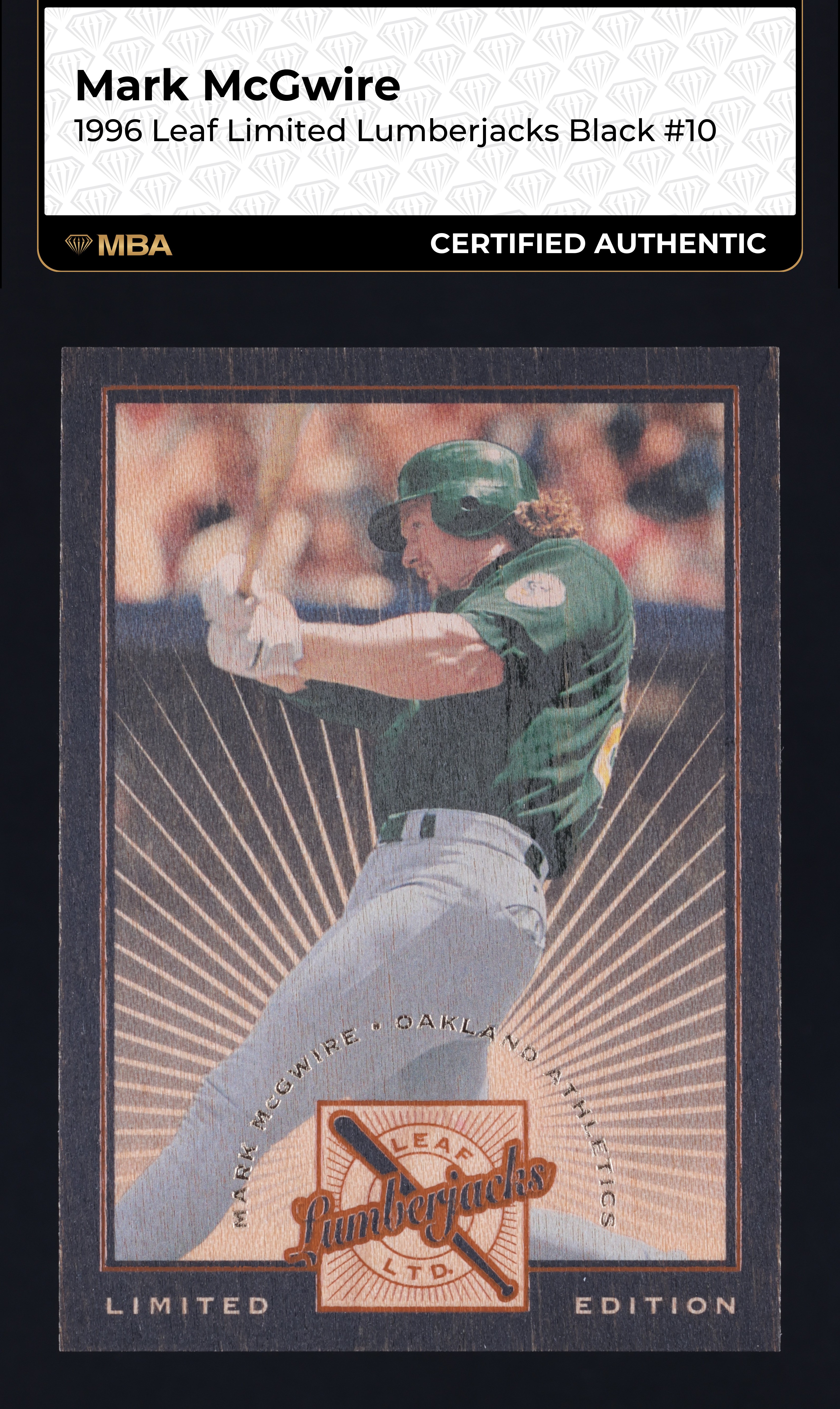 1996 Leaf Limited Lumberjacks Black Mark McGwire /500 #10 MBA AUTH