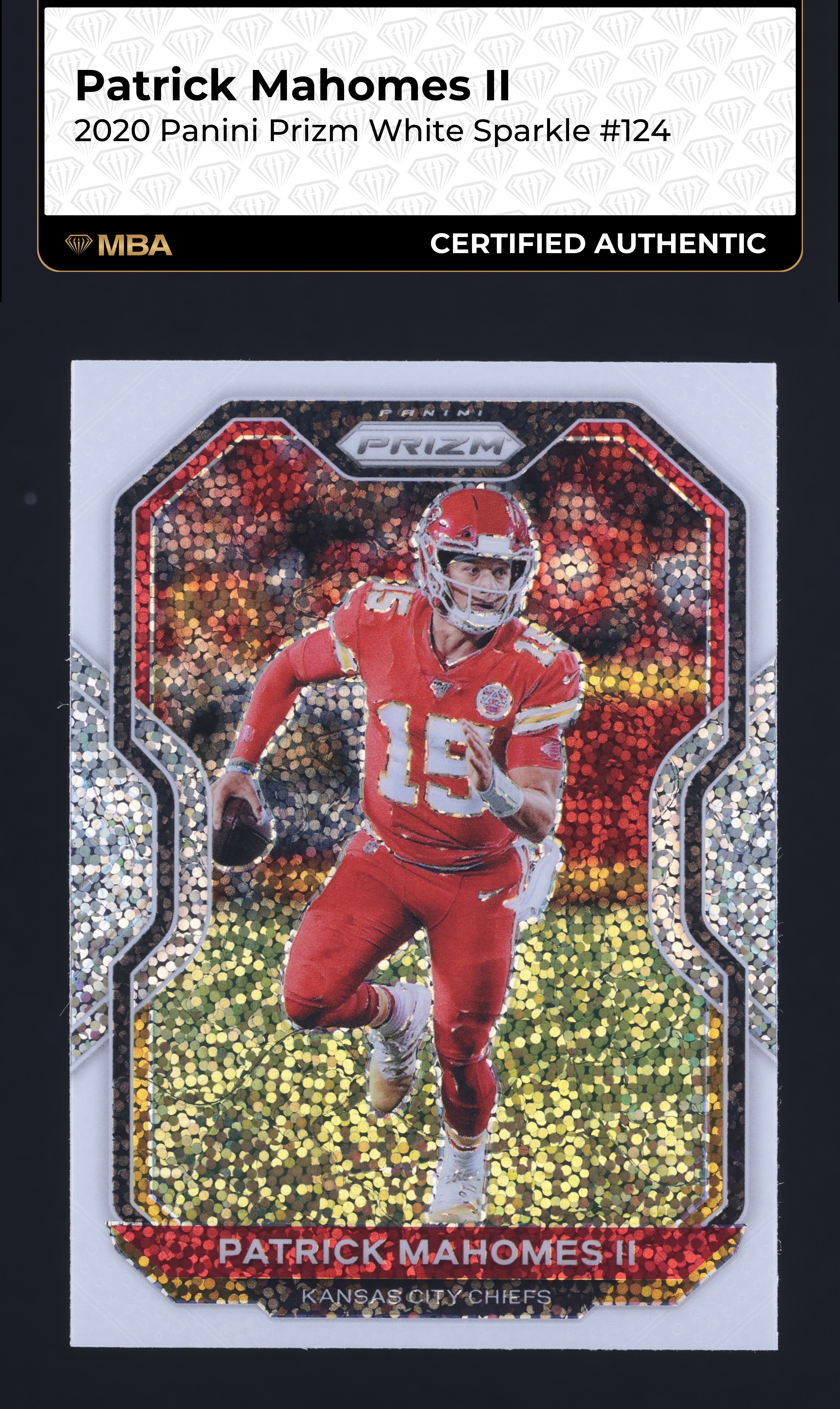 2020 Panini Prizm White Sparkle Patrick Mahomes II #124 MBA AUTH