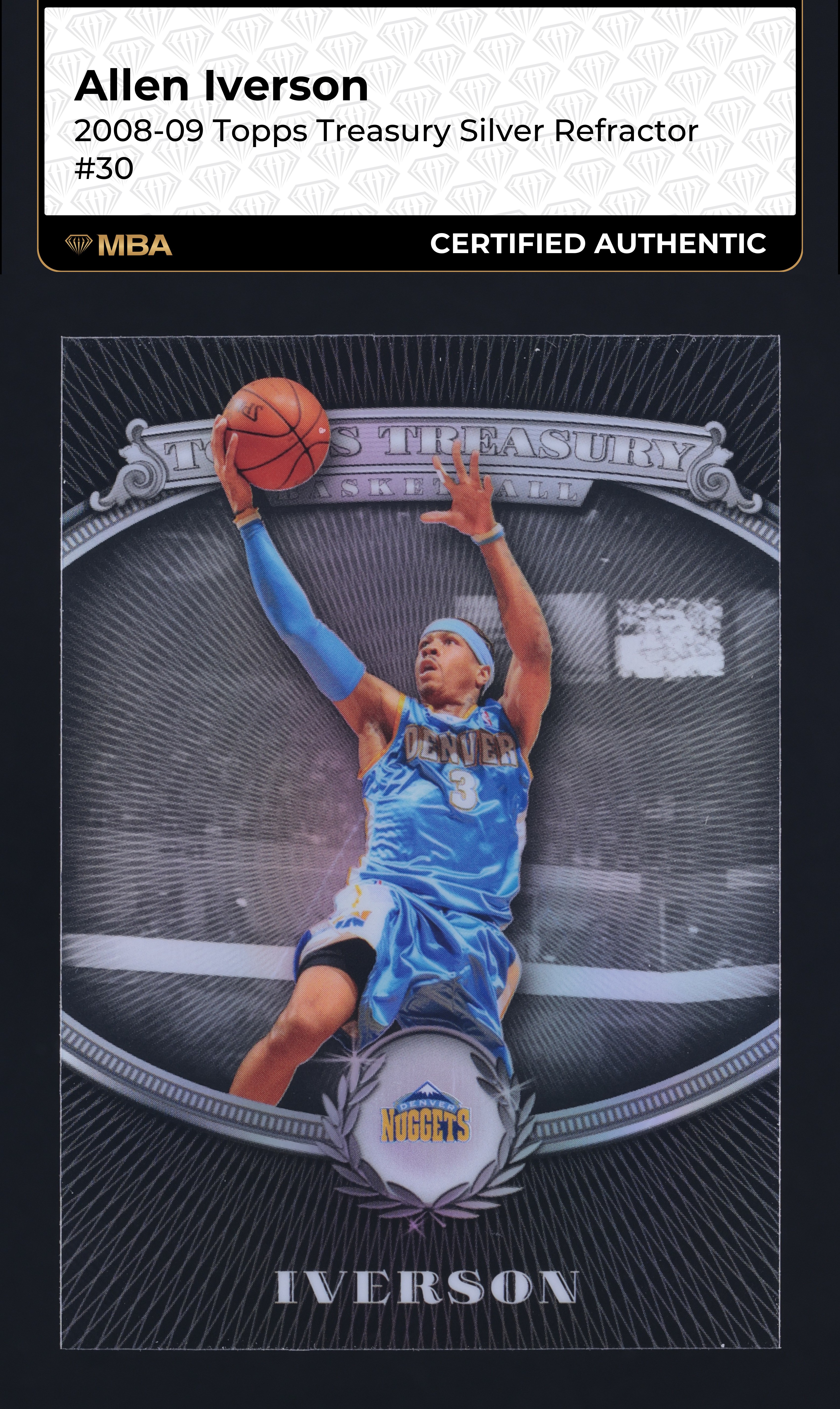 2008 Topps Treasury Silver Refractor Allen Iverson /199 #30 MBA AUTH