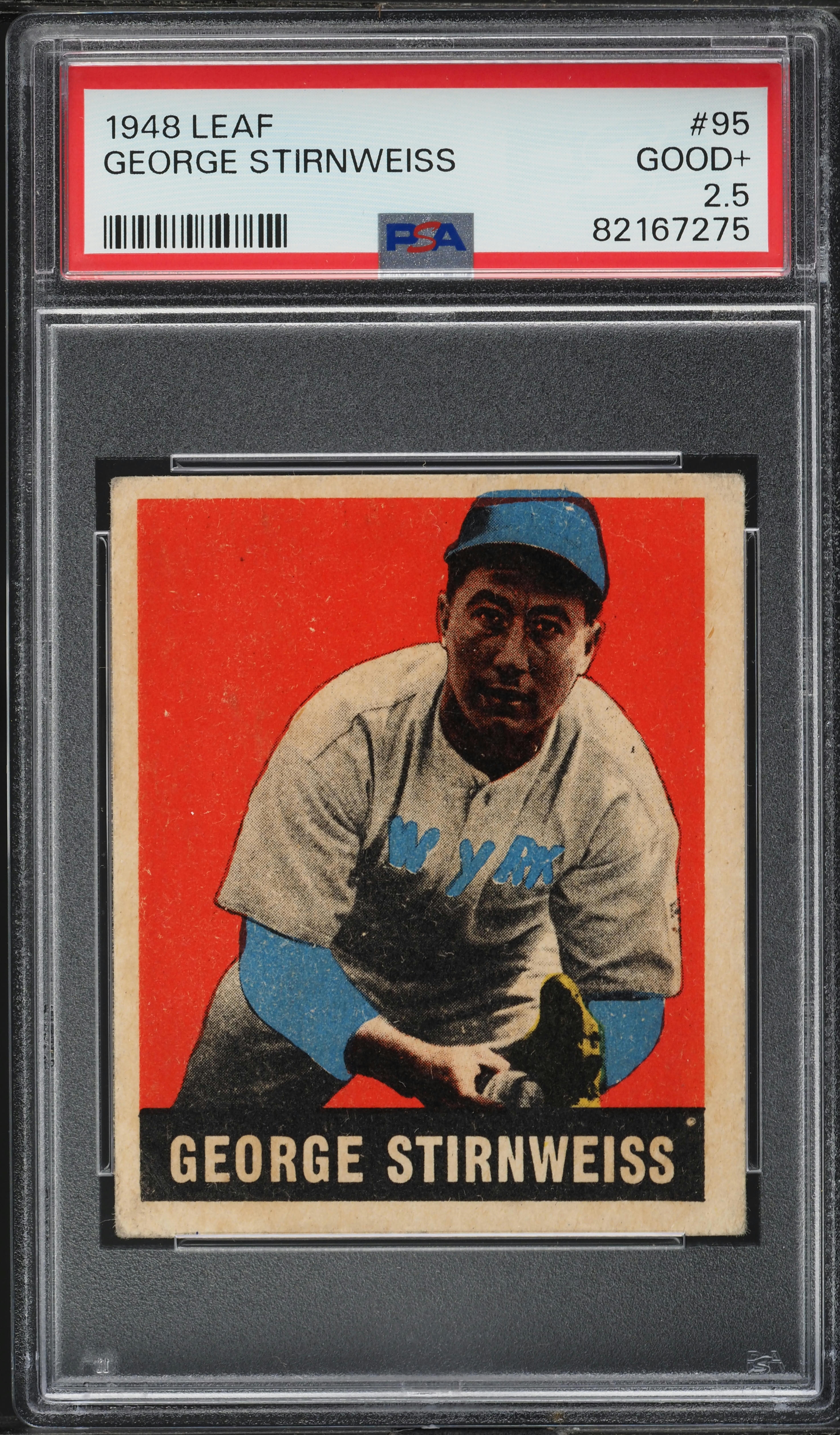 1948 Leaf George 'Snuffy' Stirnweiss ROOKIE #95 PSA 2.5 GD+