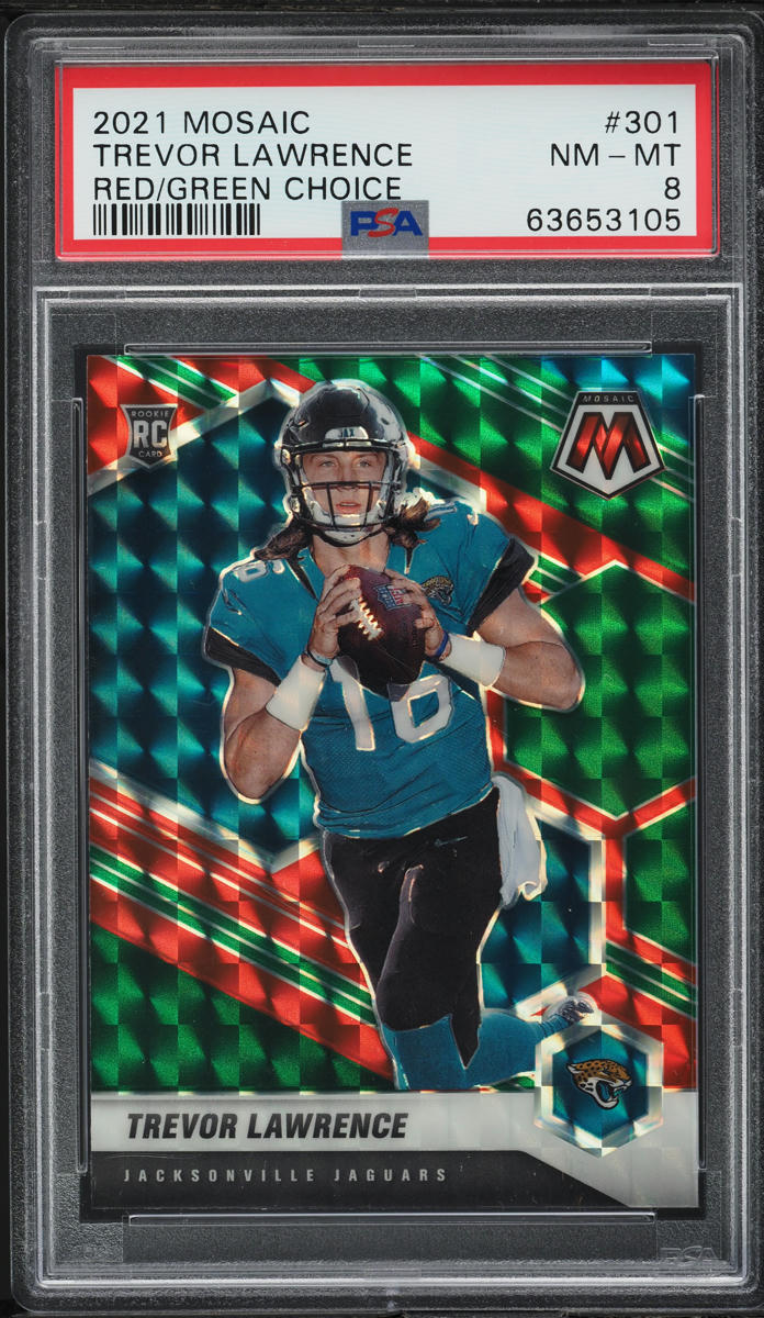 2021 Panini Mosaic Red Green Choice Trevor Lawrence ROOKIE #301 PSA 8 NM-MT