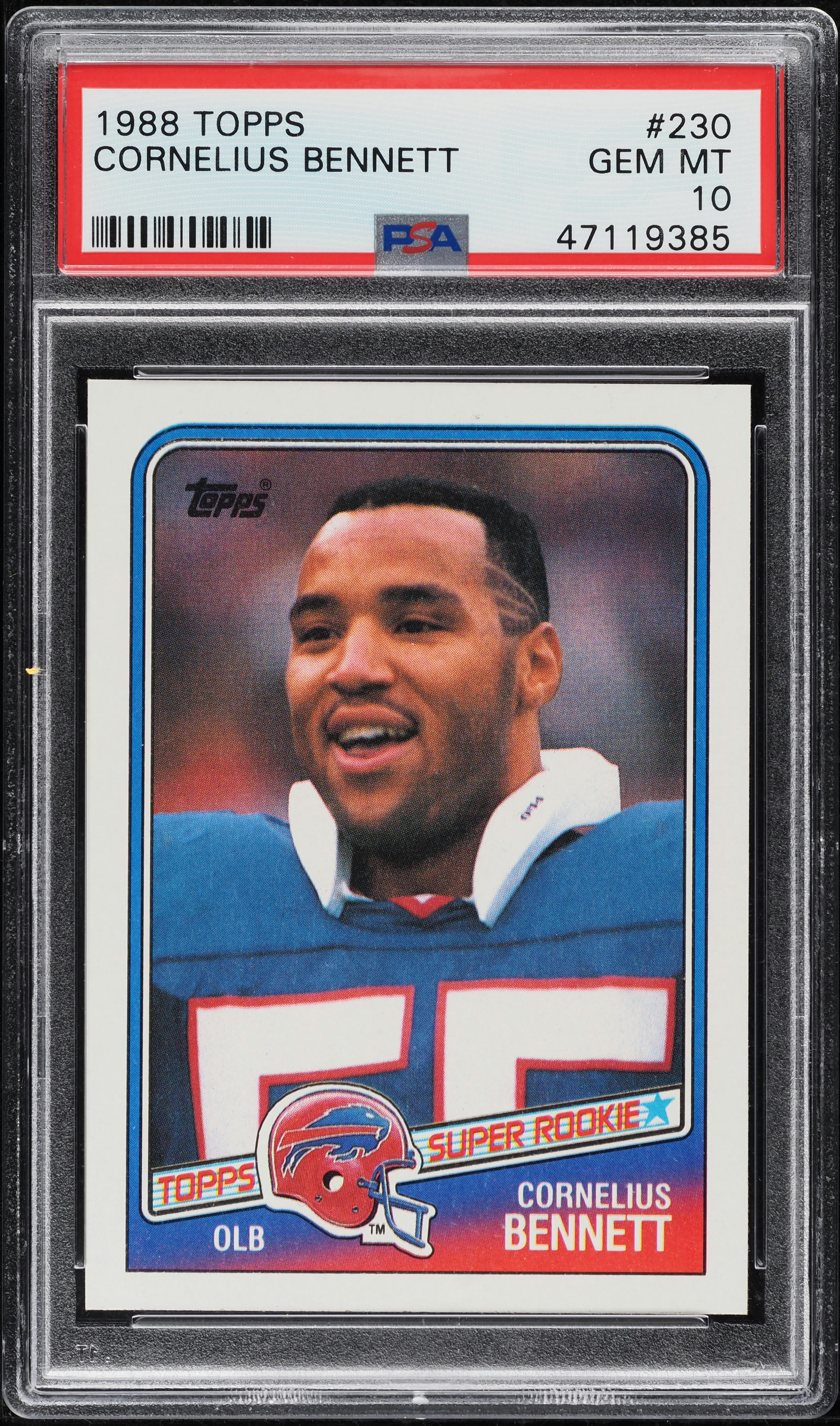 1988 Topps Football Cornelius Bennett ROOKIE #230 PSA 10 GEM MINT