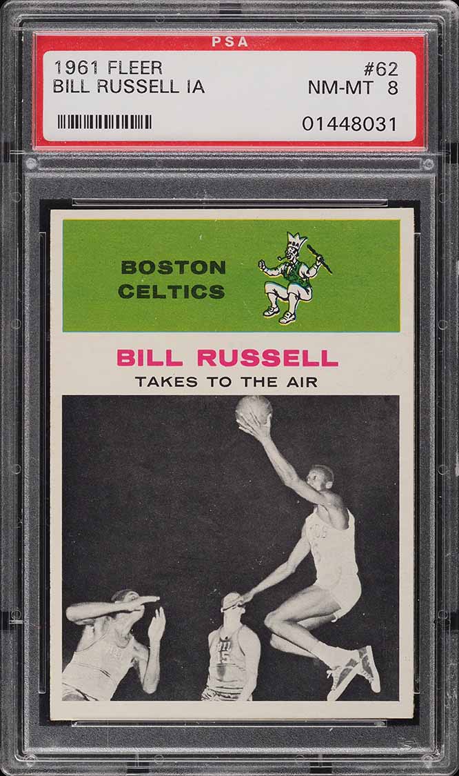 1961 Fleer Basketball Bill Russell IN ACTION #62 PSA 8 NM-MT