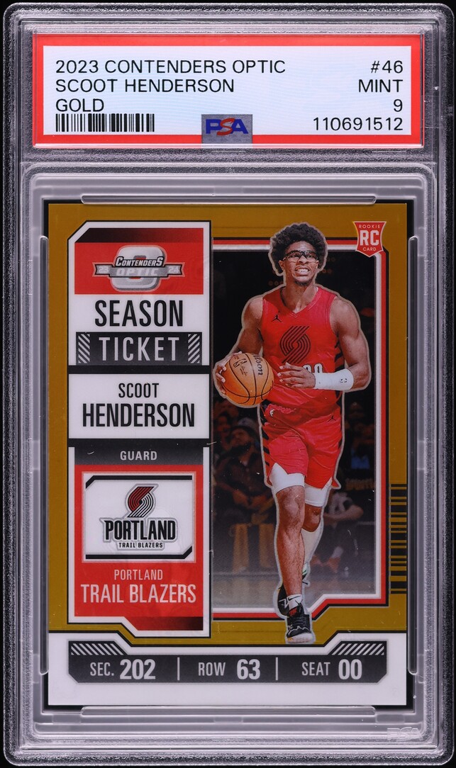 2023 Panini Contenders Optic Gold Scoot Henderson ROOKIE 1/10 #46 PSA 9 MINT