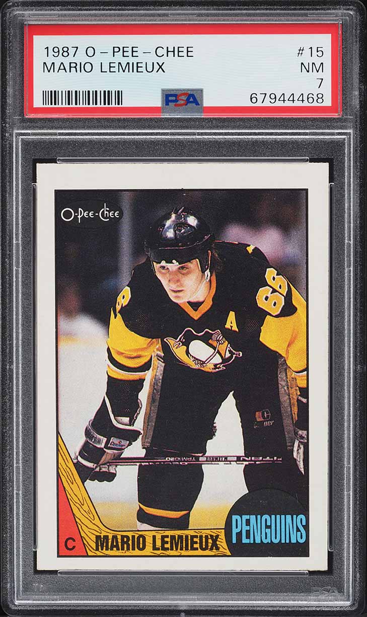 1987 O-Pee-Chee Hockey Mario Lemieux #15 PSA 7 NRMT