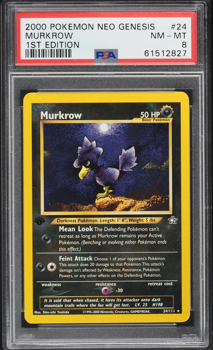 2000 Pokemon Neo Genesis 1st Edition Murkrow #24 PSA 8 NM-MT