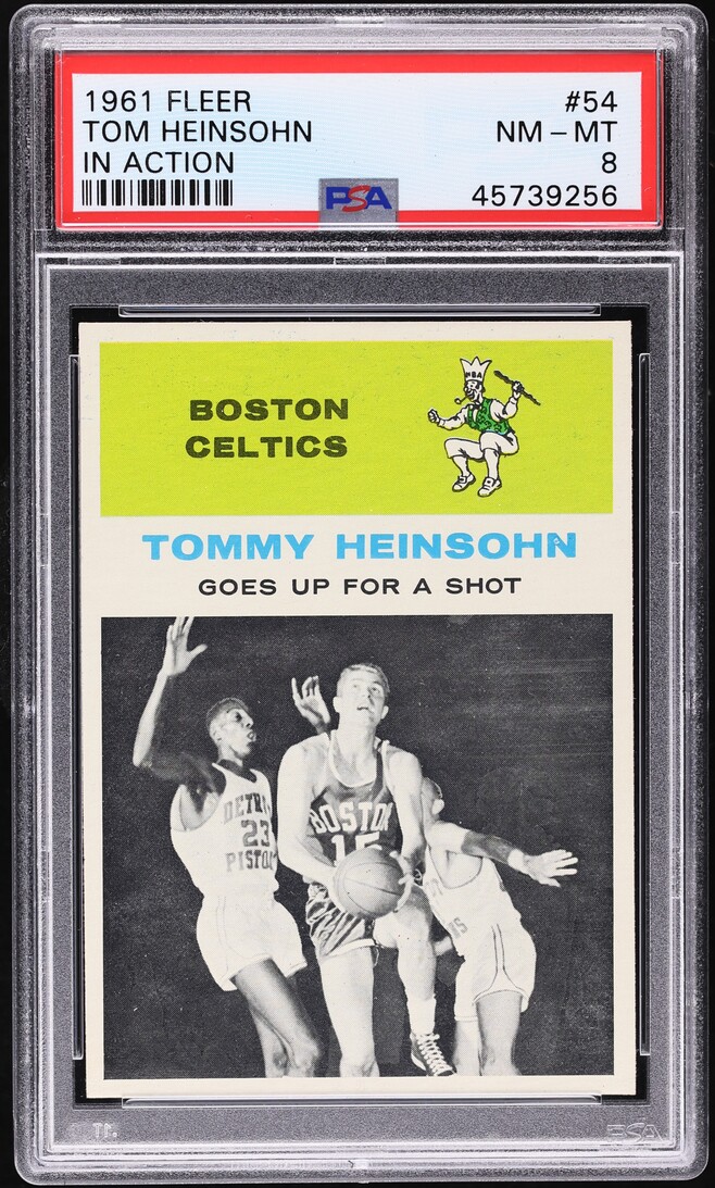 1961 Fleer Basketball Tom Heinsohn IN ACTION #54 PSA 8 NM-MT