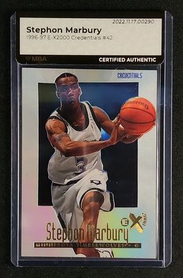 1996 Skybox E-X2000 Credentials Stephon Marbury ROOKIE /499 #42 MBA AUTH