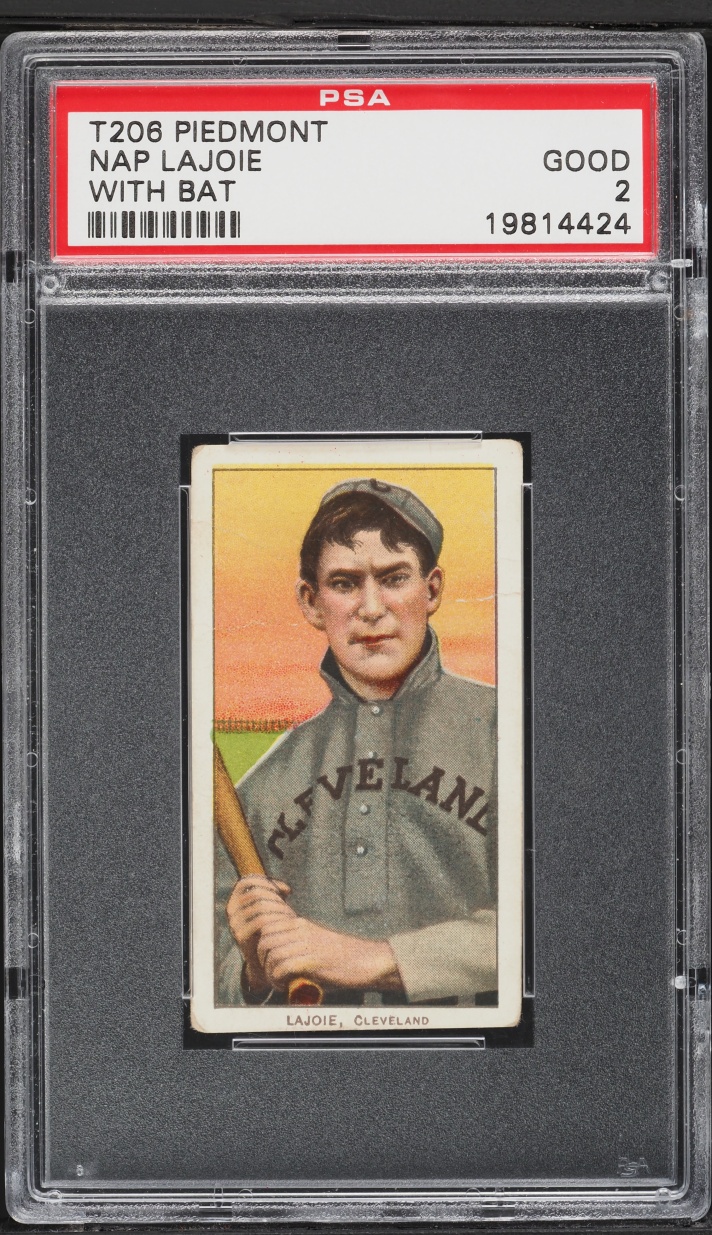 1909-11 T206 Nap Lajoie WITH BAT, PIEDMONT PSA 2 GD