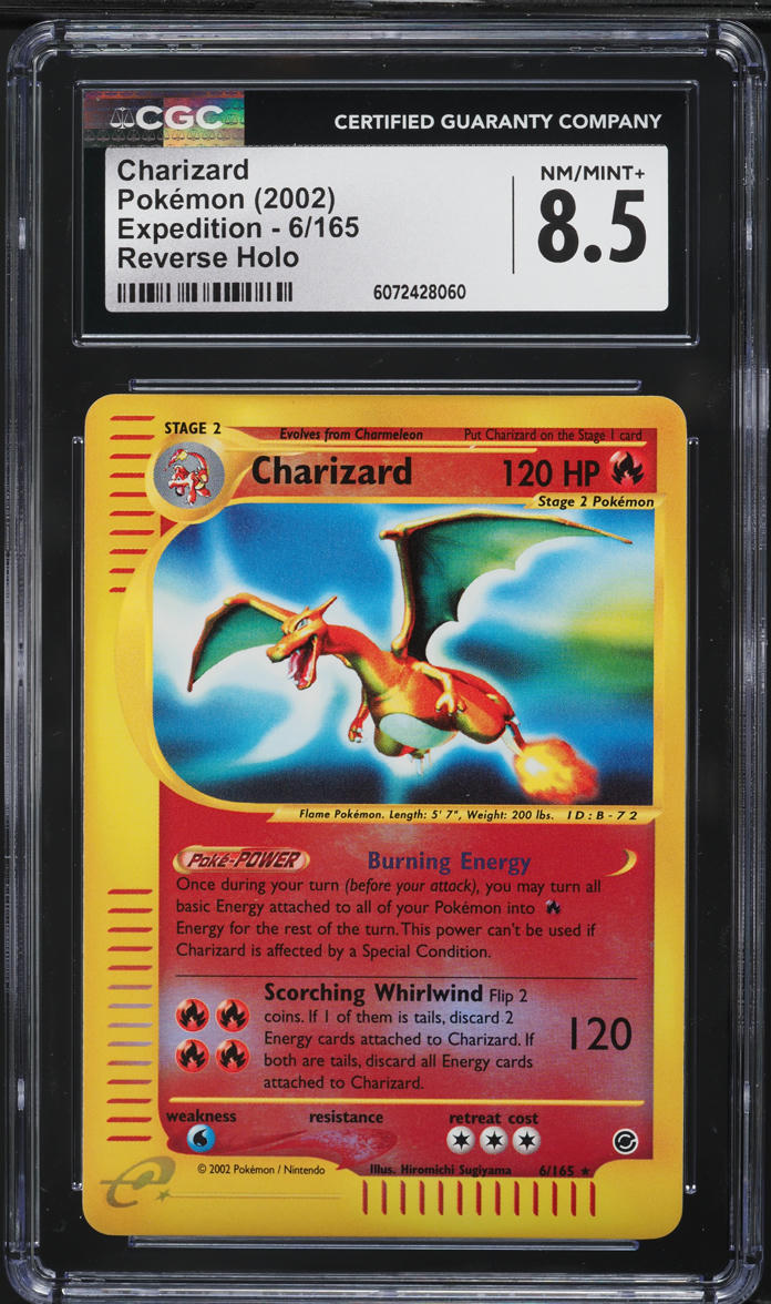 2002 Pokemon Expedition Reverse Holo Charizard #6 CGC 8.5 NM-MT+