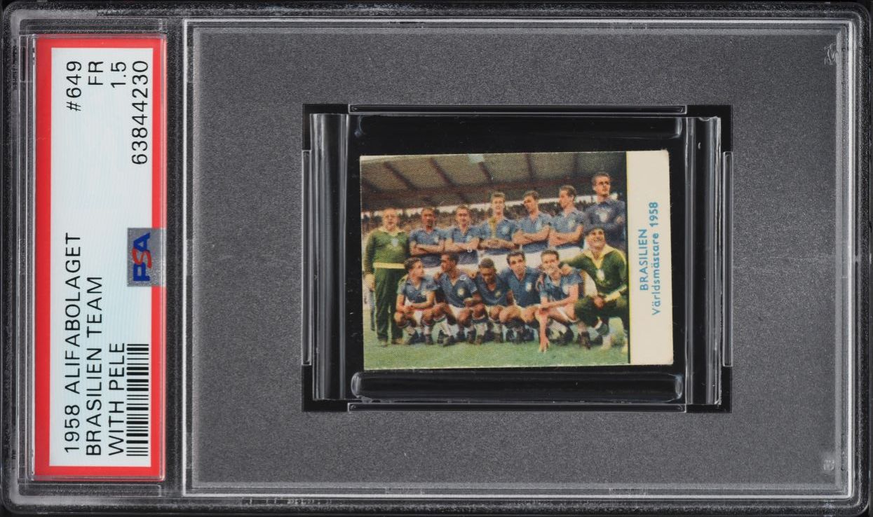 1958 Alifabolaget Soccer Brasilien Team w/ Pele ROOKIE #649 PSA 1.5 FR