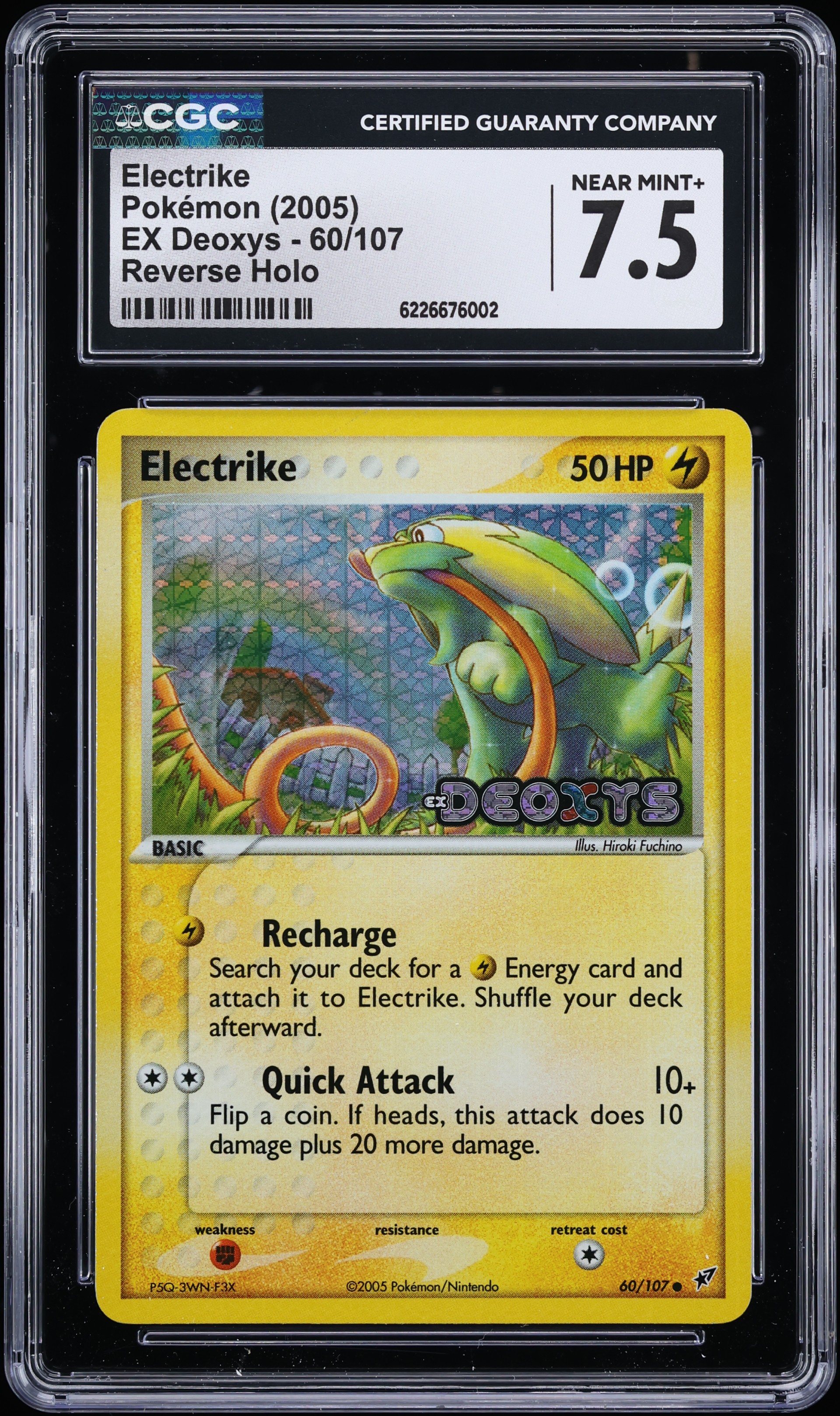 2005 Pokemon EX Deoxys Reverse Holo Electrike #60 CGC 7.5 NRMT+
