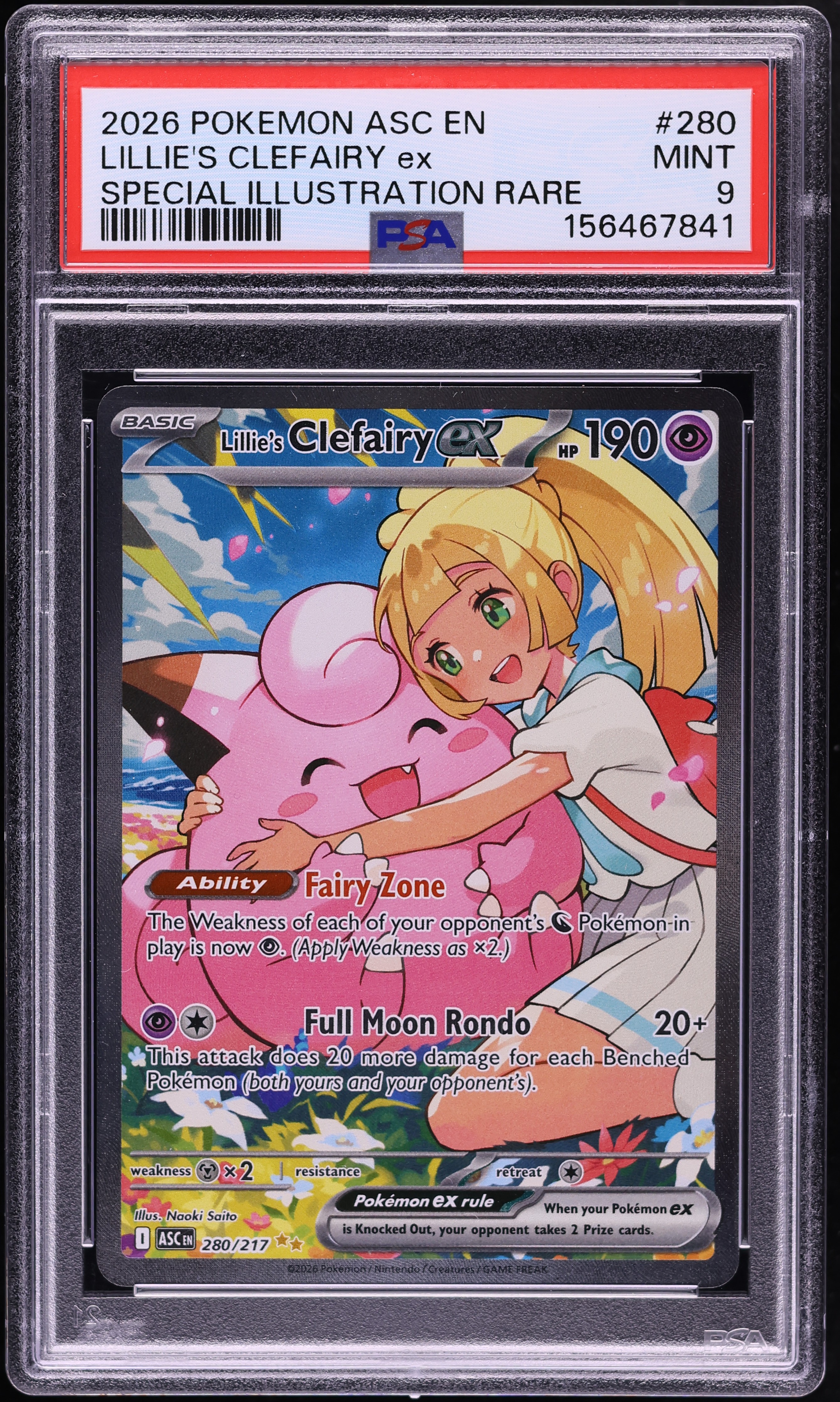 2026 Pokemon Mega Evolution Ascended Heroes SIR Lillie's Clefairy EX #280 PSA 9 MINT