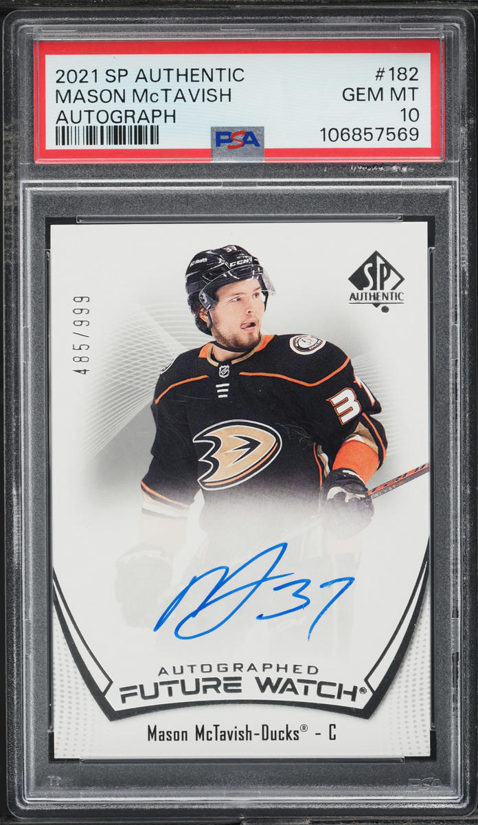 2021 SP Authentic Mason McTavish ROOKIE AUTO /999 #182 PSA 10 GEM MINT