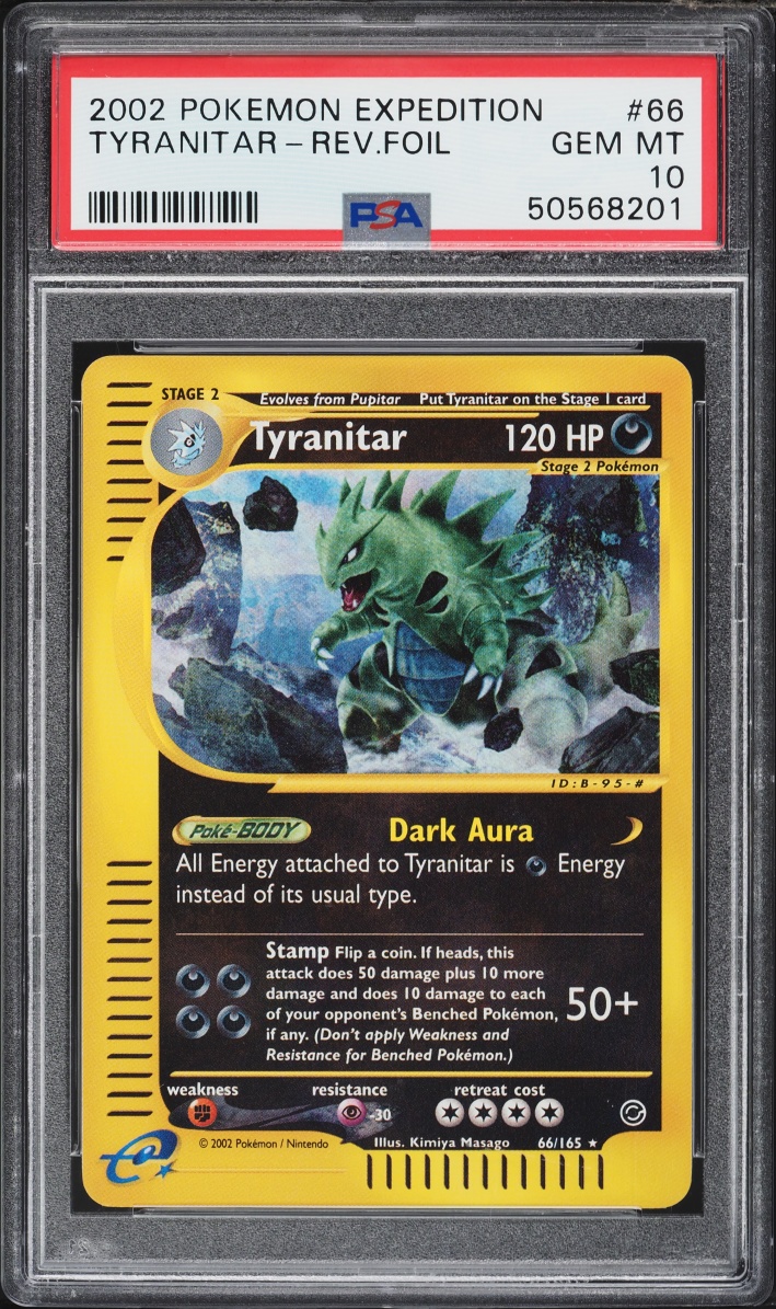 2002 Pokemon Expedition Reverse Holo Tyranitar #66 PSA 10 GEM MINT