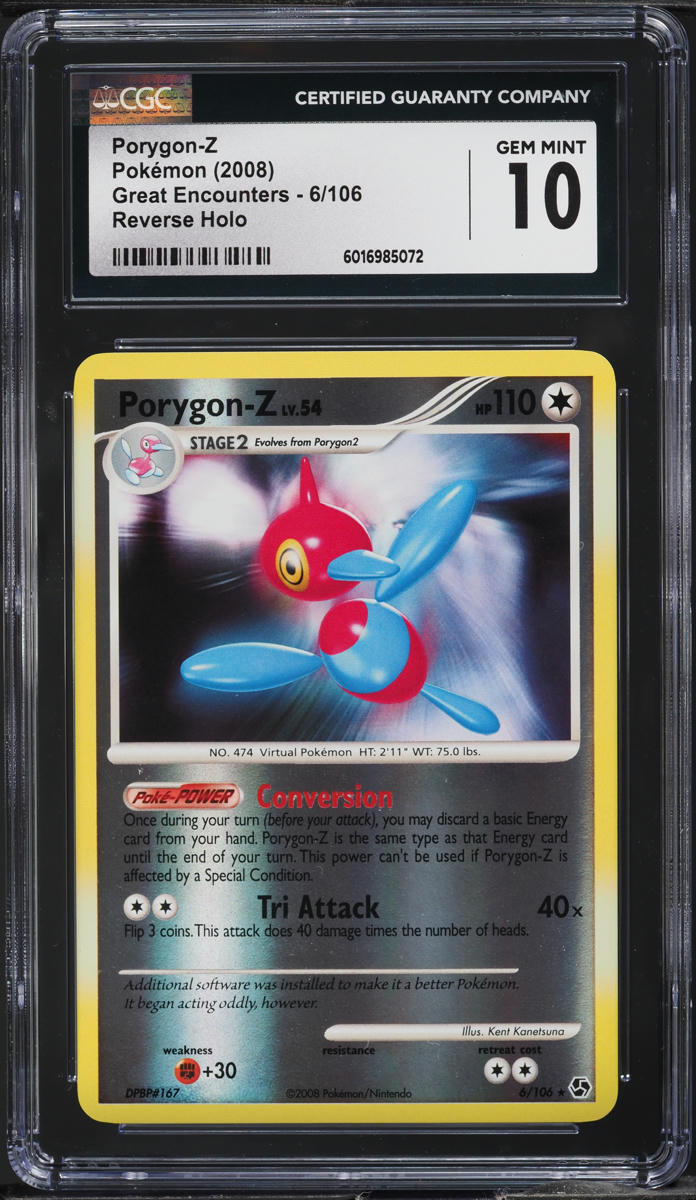 2008 Pokemon Diamond & Pearl Great Encounters Reverse Holo Porygon-Z #6 CGC 10