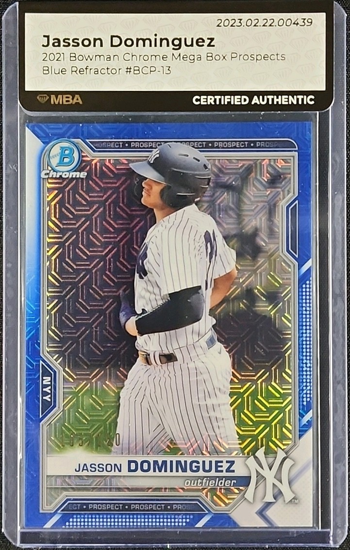 2021 Bowman Chrome Mega Blue Jasson Dominguez ROOKIE /150 #BCP-13 MBA AUTH