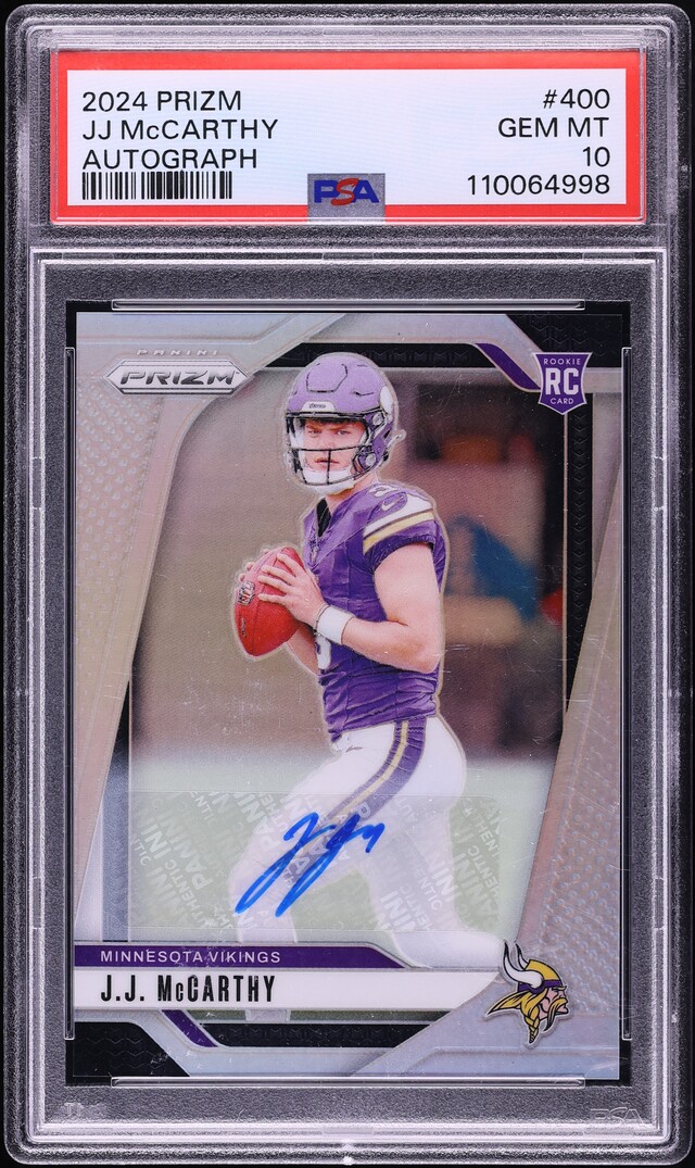 2024 Panini Prizm Silver JJ McCarthy ROOKIE AUTO #400 PSA 10 GEM MINT