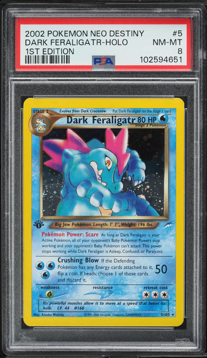2002 Pokemon Neo Destiny 1st Edition Holo Dark Feraligatr #5 PSA 8 NM-MT