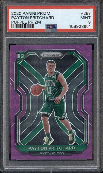 2020 Panini Prizm Purple Prizm #257 Payton Pritchard RC /99 PSA 9