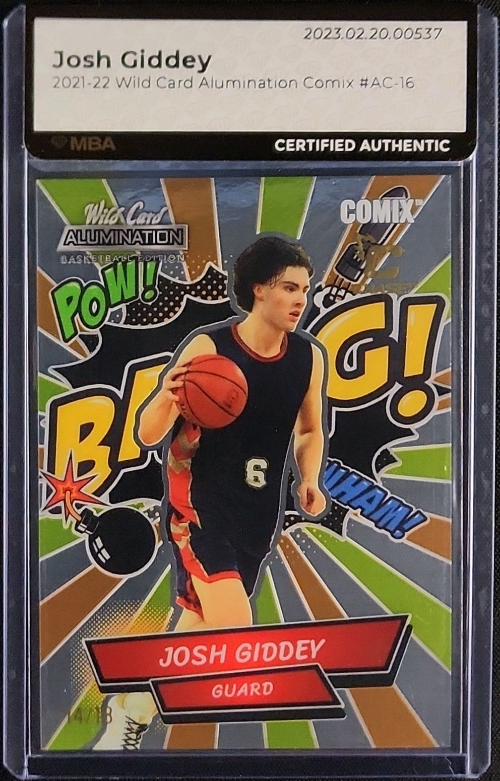 2021 Wild Card Alumination Comix Josh Giddey ROOKIE /18 #AC-16 MBA AUTH