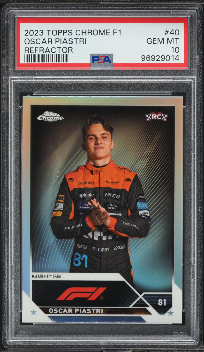 2023 Topps Chrome Formula 1 F1 Refractor Oscar Piastri ROOKIE #40 PSA 10 GEM