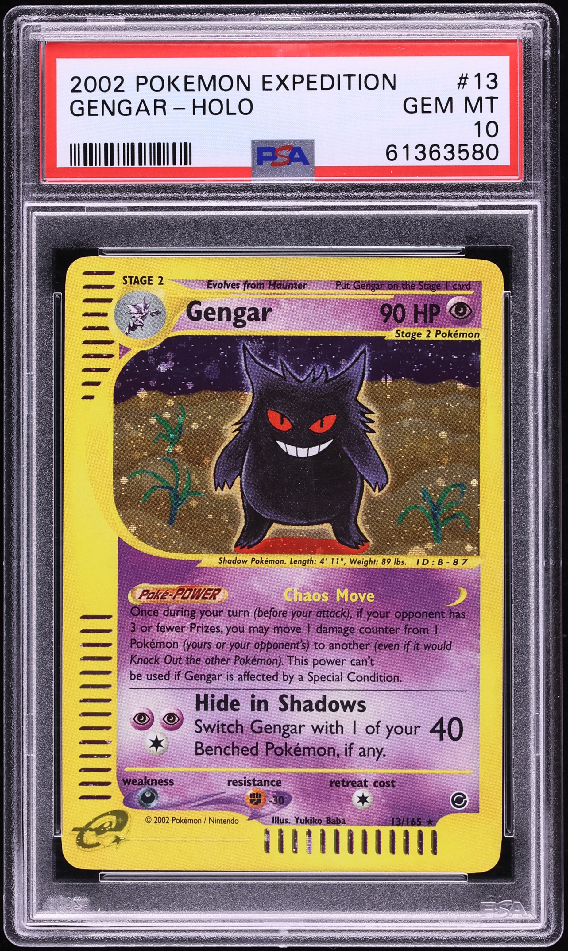 2002 Pokemon Expedition Holo Gengar #13 PSA 10 GEM MINT