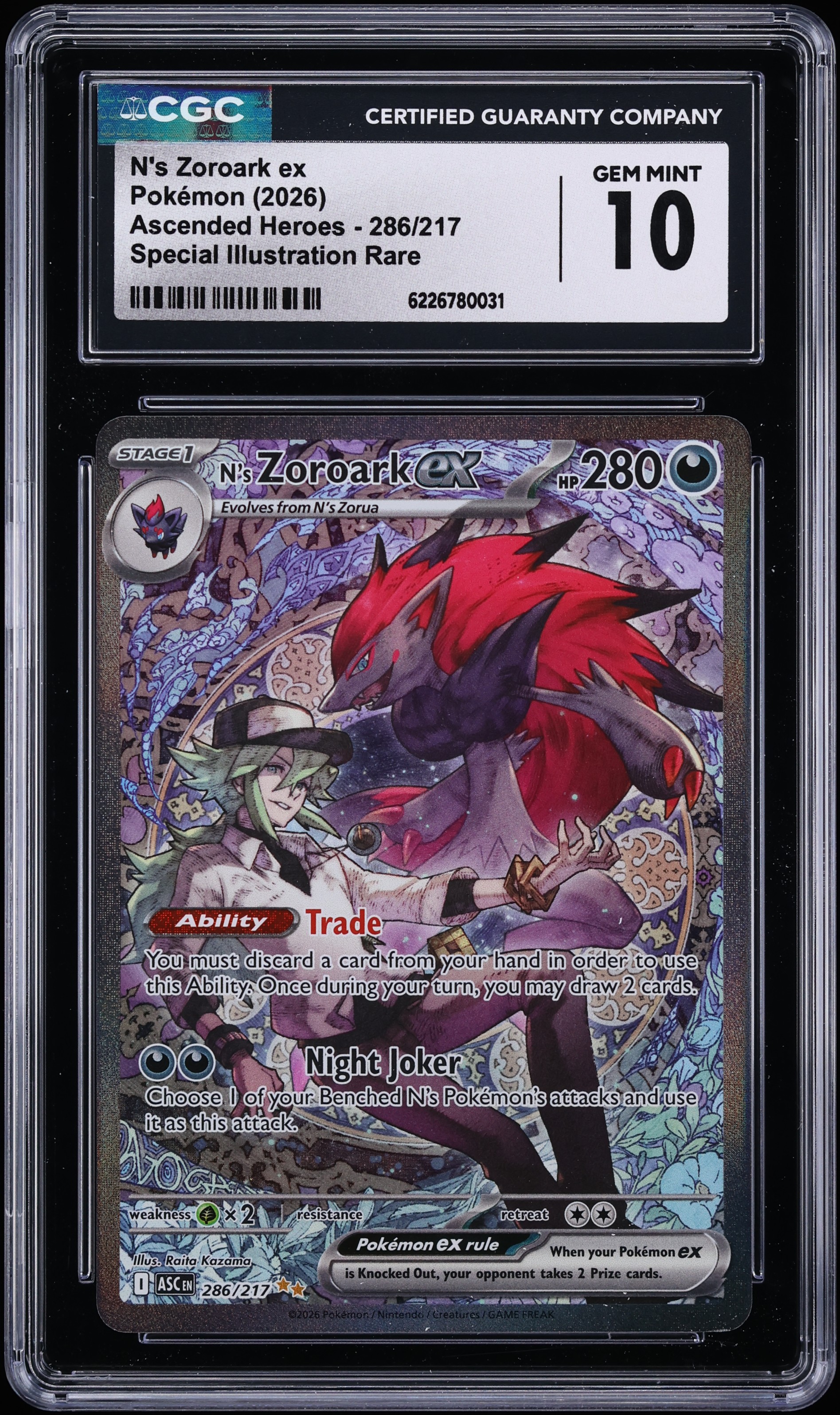 2026 Pokemon Mega Evolution Ascended Heroes SIR N's Zoroark EX #286 CGC 10 GEM MINT